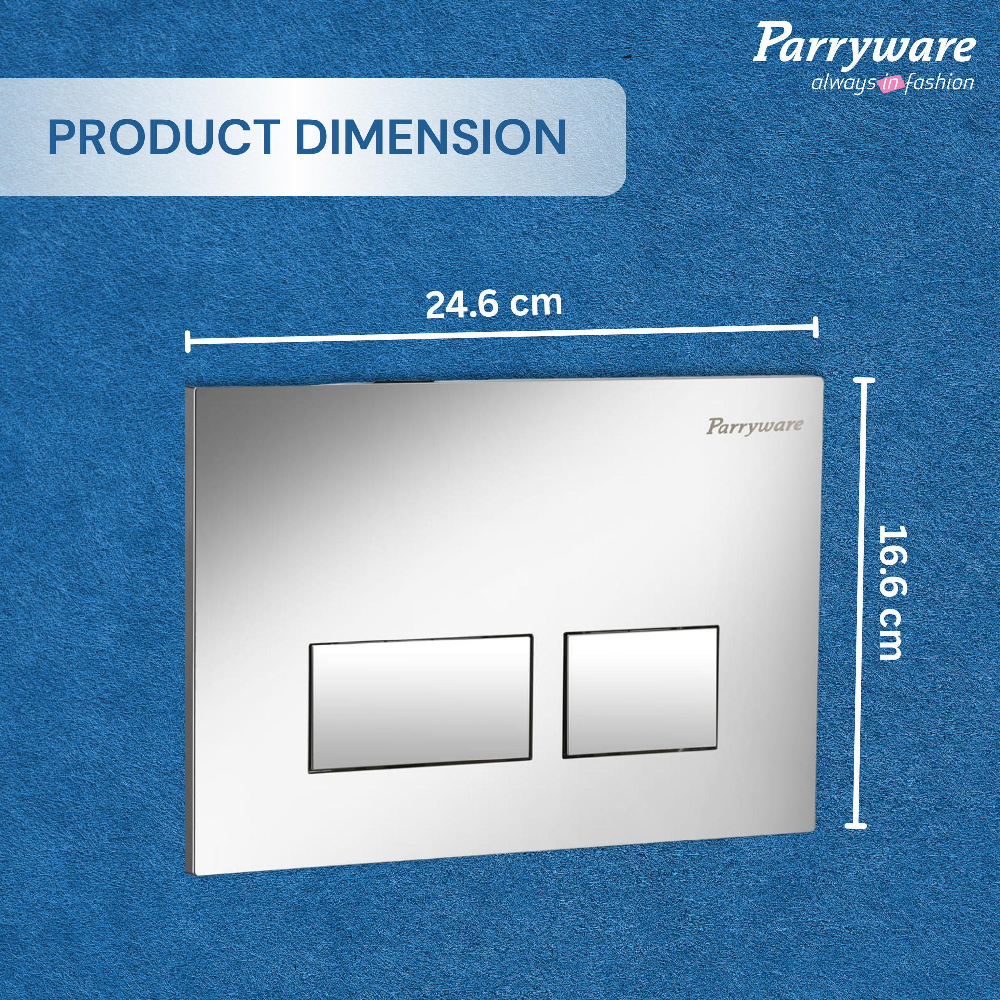 Parryware Linea Plus Flush Plate for Concealed Cistern Square | Cistern Flush Actuator for Mechanical Inwall Tanks (Polished Chrome) | E8221A1