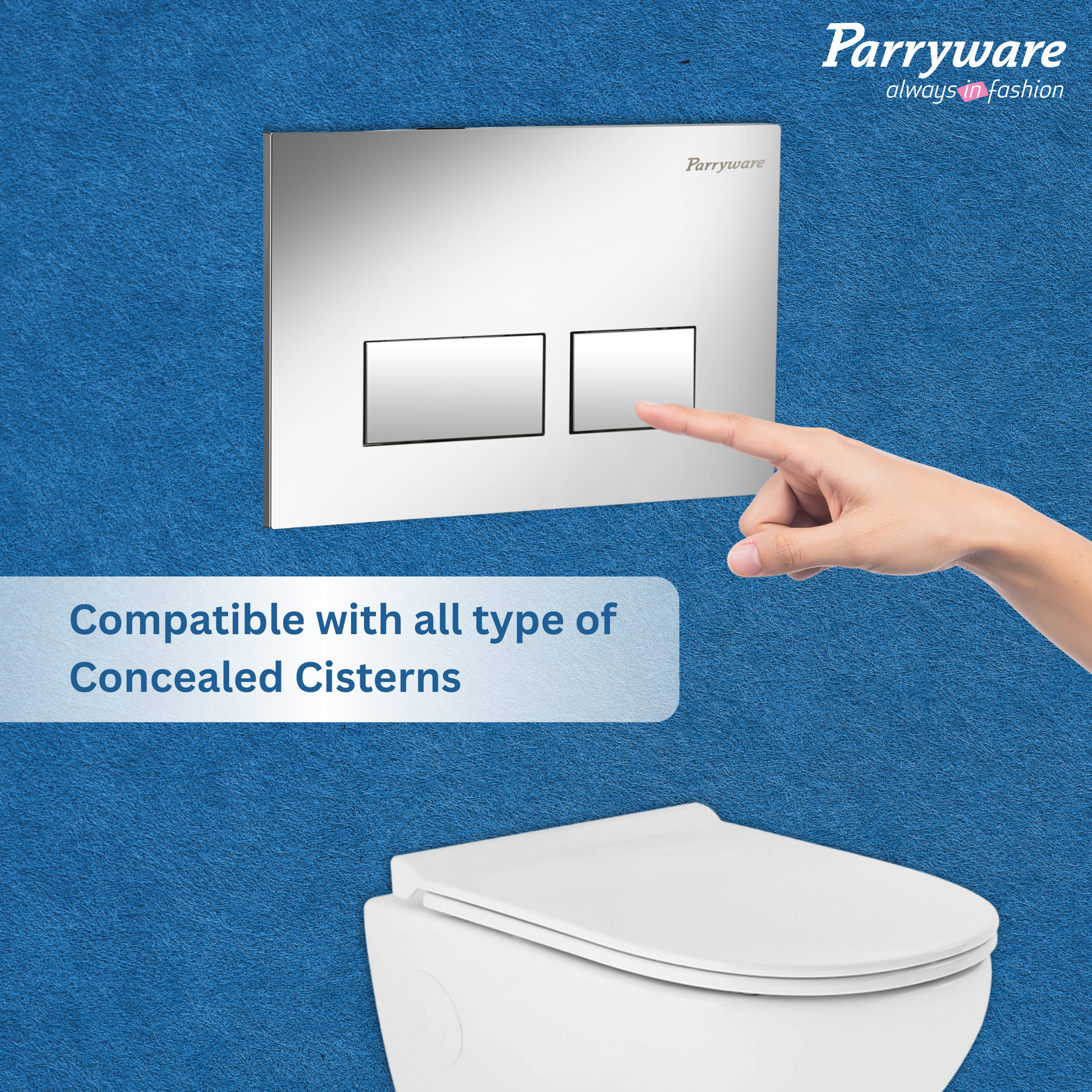 Parryware Linea Plus Flush Plate for Concealed Cistern Square | Cistern Flush Actuator for Mechanical Inwall Tanks (Polished Chrome) | E8221A1