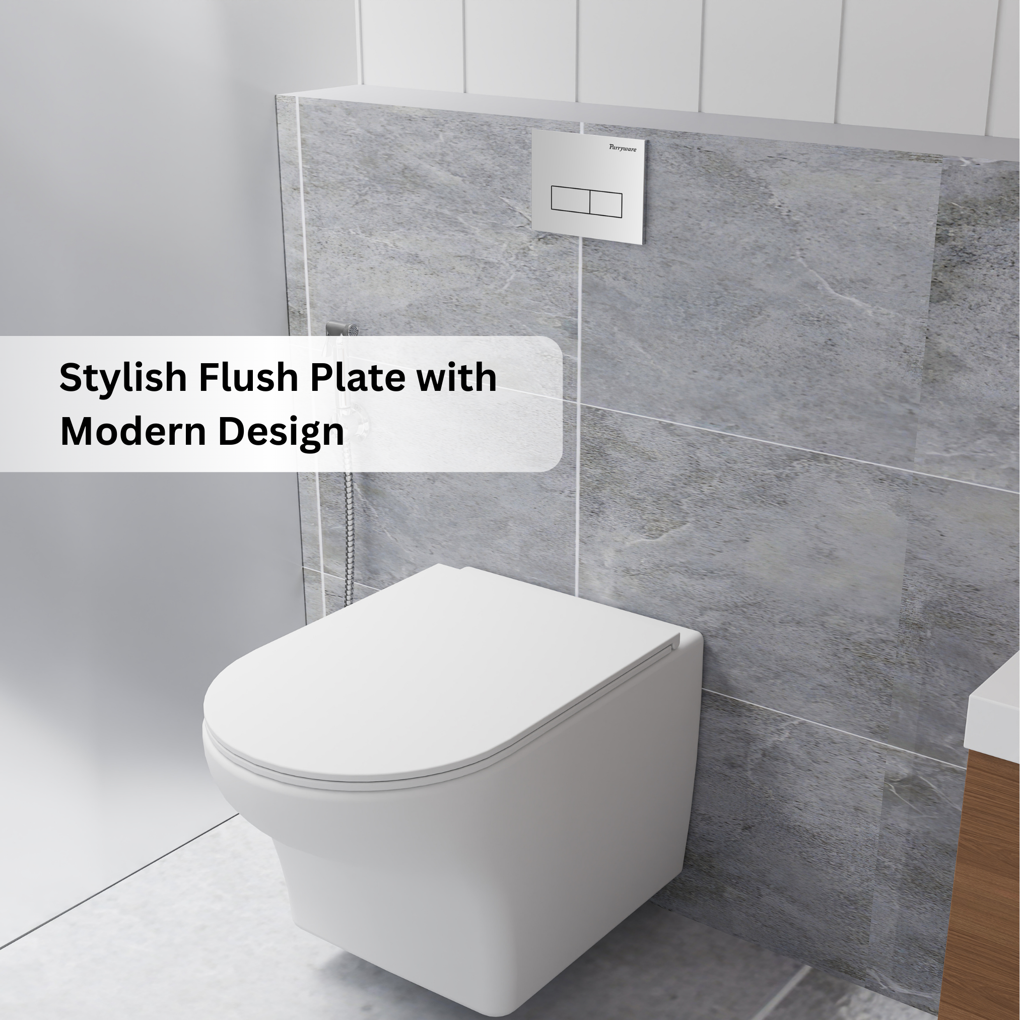 Parryware Linea Plus Flush Plate for Concealed Cistern Square | Cistern Flush Actuator for Mechanical Inwall Tanks (Polished Chrome) | E8221A1