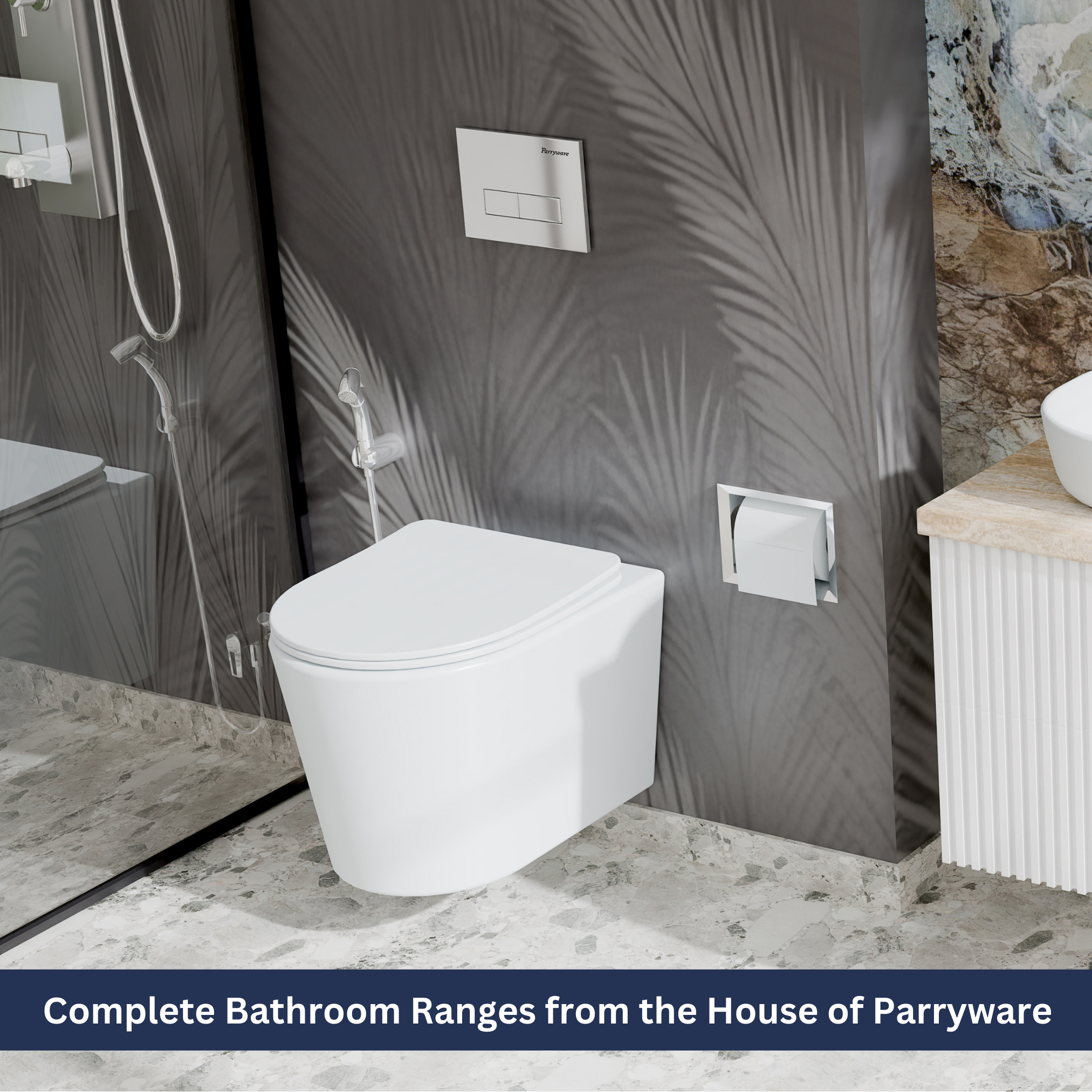 Parryware Linea Plus Flush Plate for Concealed Cistern Square | Cistern Flush Actuator for Mechanical Inwall Tanks (Polished Chrome) | E8221A1