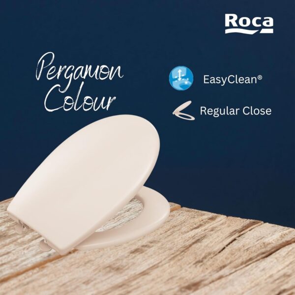 Roca Victoria Polypropylene (PP) Regular Close Seat Cover for toilets | Colour: Pergamon (Similar to Ivory) | U Shaped Universal Seat Cover | NO SOFT CLOSE | For bathroom fixtures