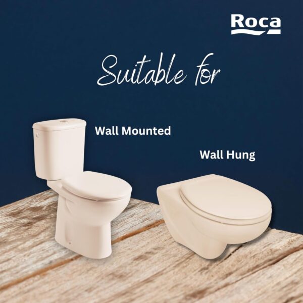 Roca Victoria Polypropylene (PP) Regular Close Seat Cover for toilets | Colour: Pergamon (Similar to Ivory) | U Shaped Universal Seat Cover | NO SOFT CLOSE | For bathroom fixtures