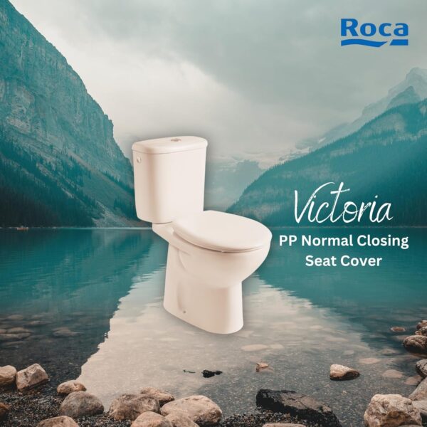 Roca Victoria Polypropylene (PP) Regular Close Seat Cover for toilets | Colour: Pergamon (Similar to Ivory) | U Shaped Universal Seat Cover | NO SOFT CLOSE | For bathroom fixtures