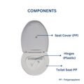 Parryware Casa/Cascade NXT Elongated Soft Close Toilet Seat Cover, White | Polypropylene Seat cover with plastic hinges | 381 x 53 x 448 (mm) | E83821C