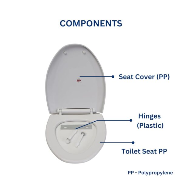 Parryware Casa/Cascade NXT Elongated Soft Close Toilet Seat Cover, White | Polypropylene Seat cover with plastic hinges | 381 x 53 x 448 (mm) | E83821C