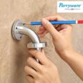 Parryware Hotelier Handgrip 600mm | Modern Bathroom Towel Bar, Chrome-Plated Safety Grab Bar for Elders, Wall Installed | T6605A1