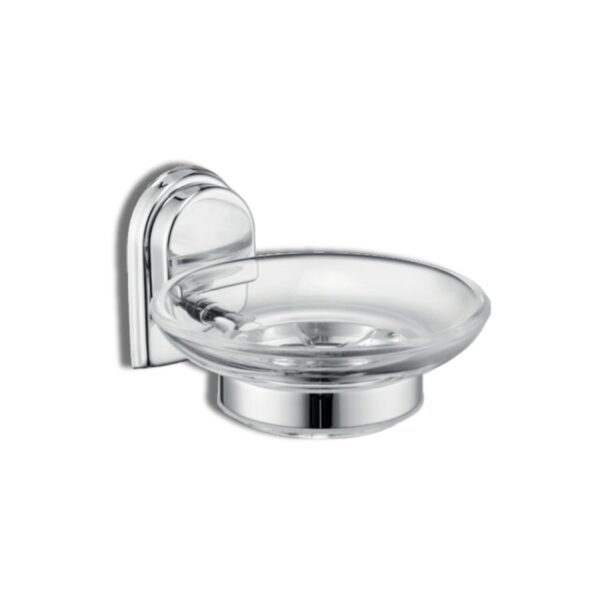 Parryware Comfort Wall-Mounted Bathroom Soap Dish, Chrome-Plated Holder with Glass Dish | Soap Holder for Bathroom | Corrosion and Tarnishing Resistant Glass | T6907A1
