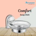 Parryware Comfort Wall-Mounted Bathroom Soap Dish, Chrome-Plated Holder with Glass Dish | Soap Holder for Bathroom | Corrosion and Tarnishing Resistant Glass | T6907A1