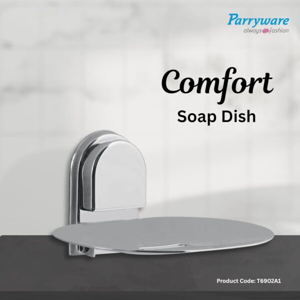 Parryware Comfort Wall-Mounted Bathroom Soap Dish, Chrome-Plated Finish, Curved Round Platform | Soap Holder for Bathroom | Corrosion and Tarnishing Resistant - Premium Metal Construction | T6902A1