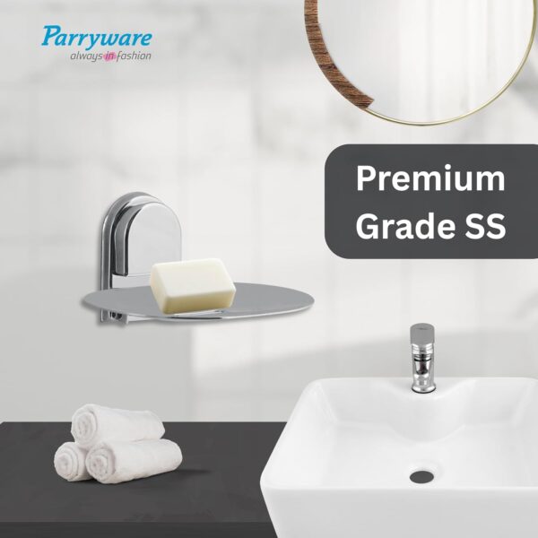 Parryware Comfort Wall-Mounted Bathroom Soap Dish, Chrome-Plated Finish, Curved Round Platform | Soap Holder for Bathroom | Corrosion and Tarnishing Resistant - Premium Metal Construction | T6902A1