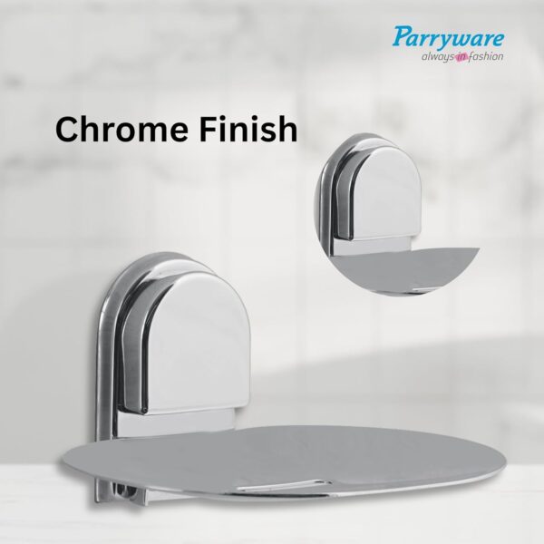 Parryware Comfort Wall-Mounted Bathroom Soap Dish, Chrome-Plated Finish, Curved Round Platform | Soap Holder for Bathroom | Corrosion and Tarnishing Resistant - Premium Metal Construction | T6902A1