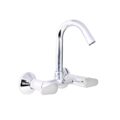 PARRYWARE UNO Series Wall Mounted Swinging Spout HOT and Cold Sink Mixer (Chrome) | Twin Side Lever, Brass Body Water Tap/Faucet/Cock for Bathroom/Kitchen Wash Basin | T5035A1