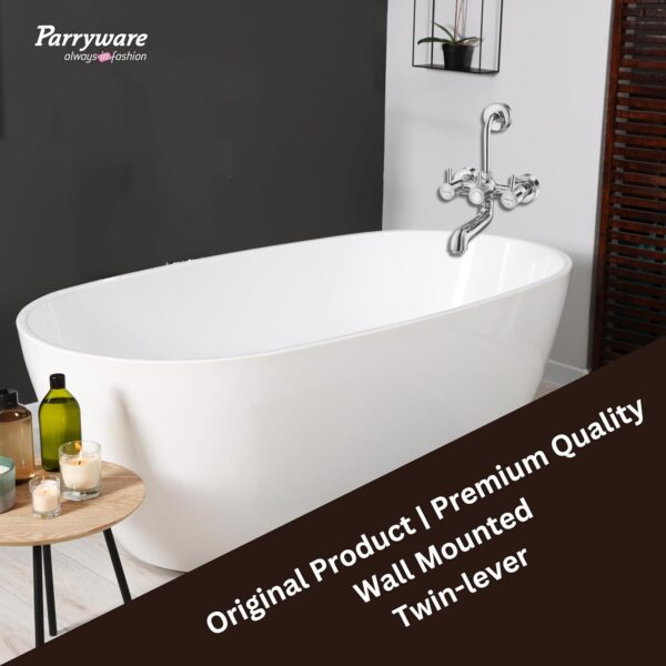 Parryware Agate Pro (Quarter-Turn) Wall Mixer 2-in-1 | Wall Mounted Twin-Lever Faucet | Hot and Cold Water Control valves | Brass Spindle with Chrome Finish | G3316A1