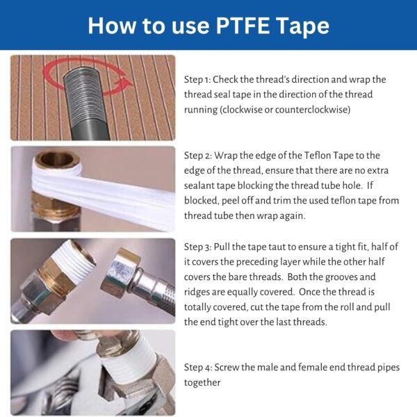 Parryware PTFE Thread Seal Tape 10 M | Leak Proof & Water proof Plumbing Perfection | (Size 12 mm x 0.1 mm x 10 mtr) | Professional high grade teflon tape (Pack of 10) (100)