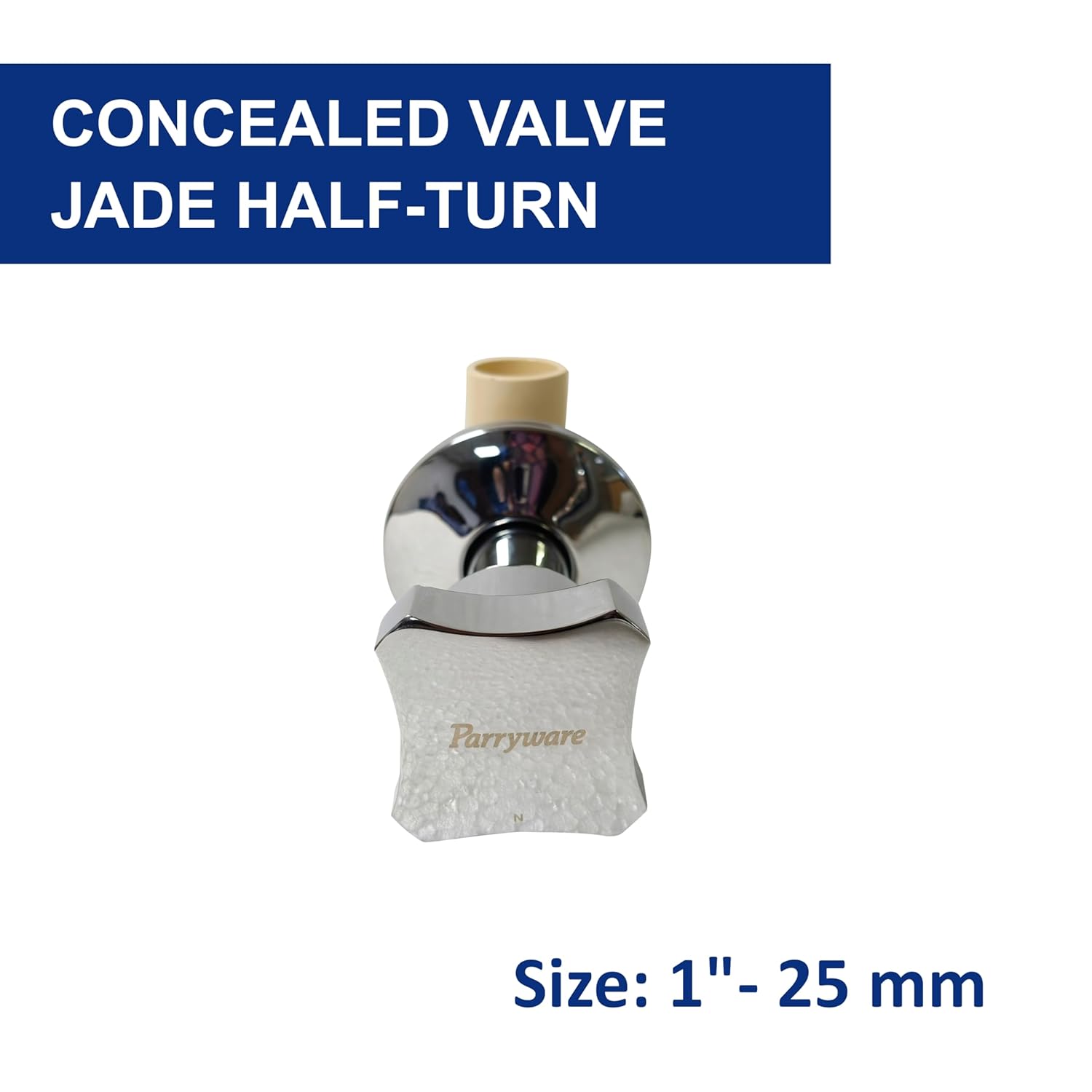Parryware JADE CPVC Pure Brass Concealed Stop Cock with Wall Flange, 25 mm (1 inch) | Half Turn Concealed Stop Valve for bathroom pipe fittings | FCF096003