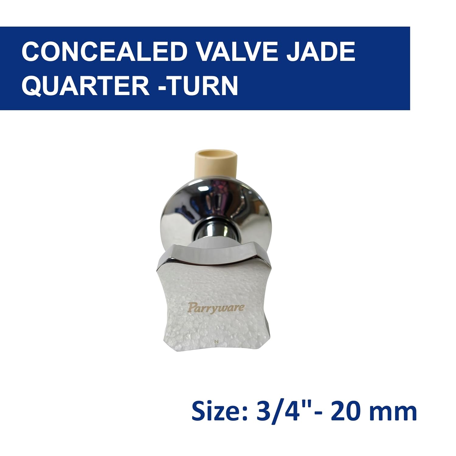Parryware JADE CPVC Pure Brass Concealed Stop Cock with Wall Flange, 20 mm (3/4 inch) | Quarter Turn with ceramic spindle Concealed Stop Valve for bathroom pipe fittings | FCF204002