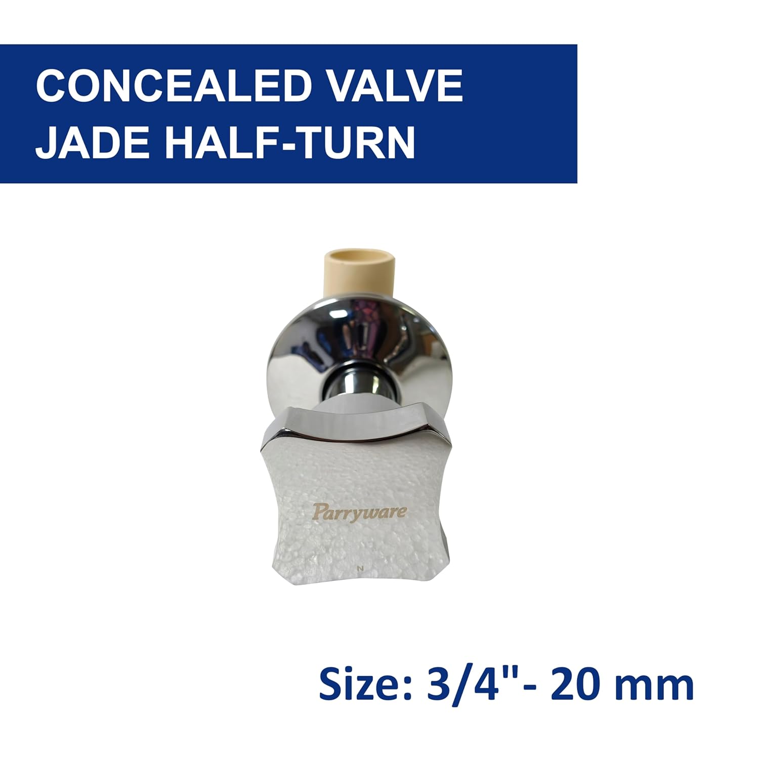 Parryware JADE CPVC Pure Brass Concealed Stop Cock with Wall Flange, 20 mm (3/4 inch) | Half Turn Concealed Stop Valve for bathroom pipe fittings | FCF096002