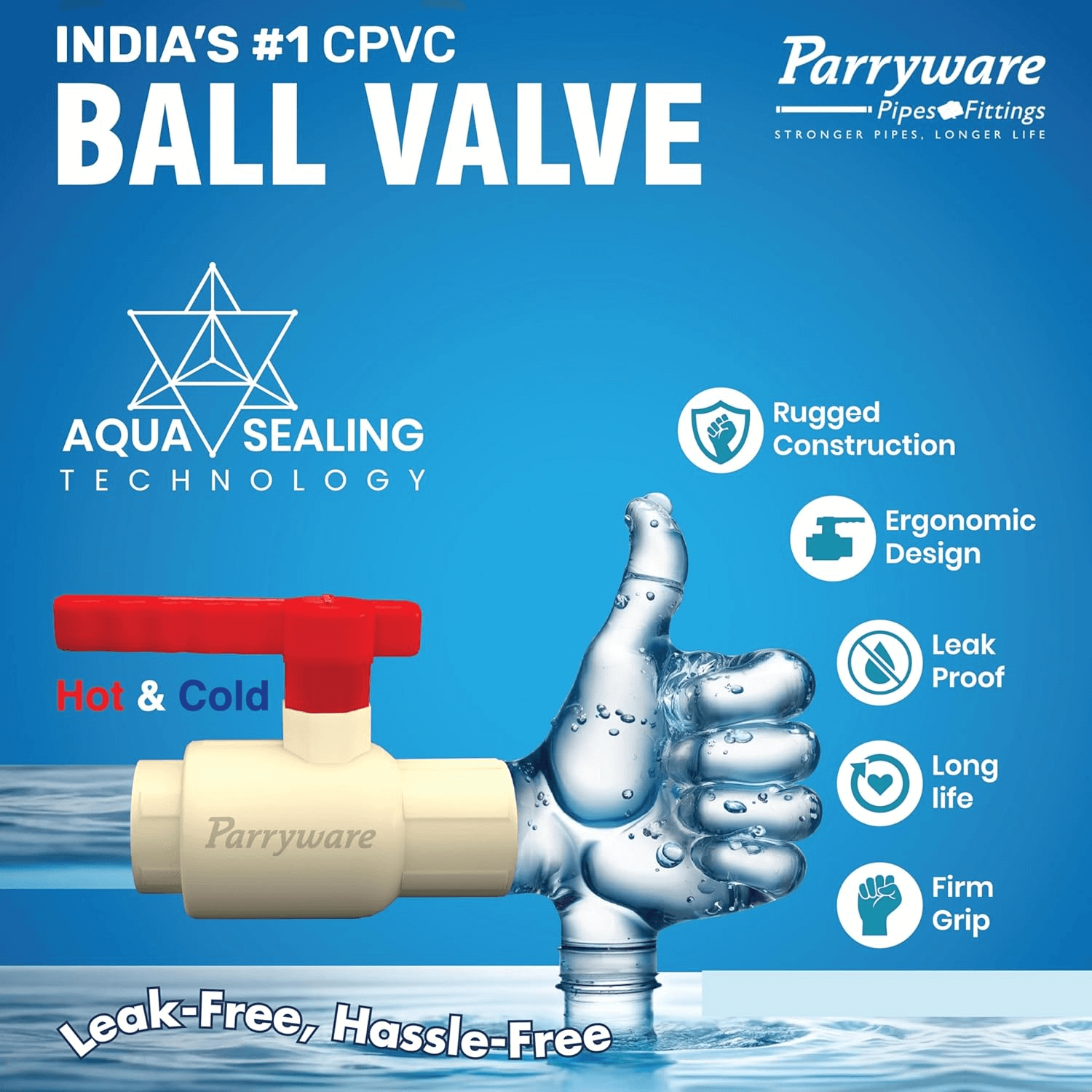 Parryware CPVC Ball Valve for pipe fitting (11/4 inch, 32mm) | Hardware fitting durable ball valve for home and commercial buildings | FCF016004