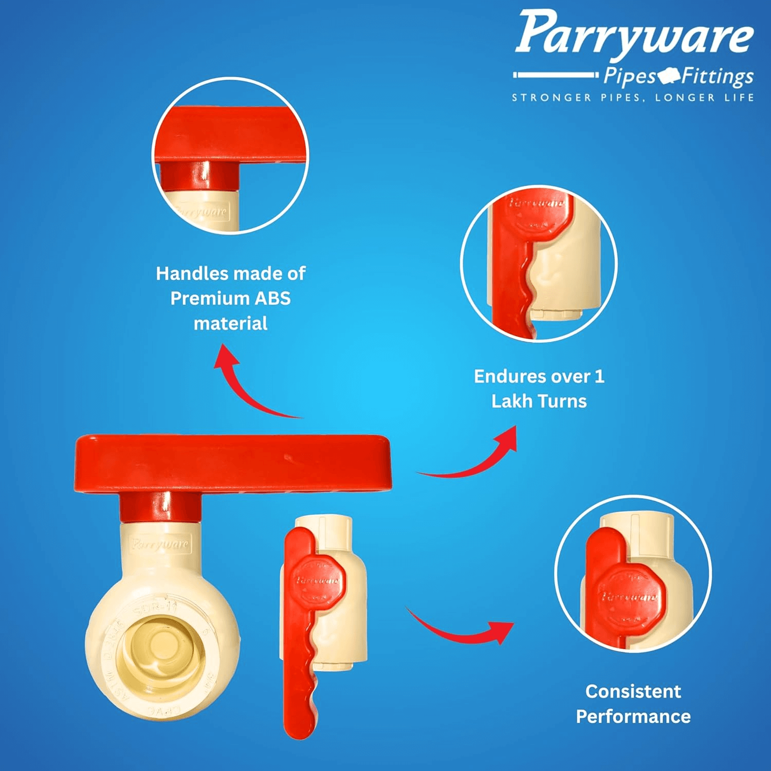 Parryware CPVC Ball Valve for pipe fitting (11/4 inch, 32mm) | Hardware fitting durable ball valve for home and commercial buildings | FCF016004