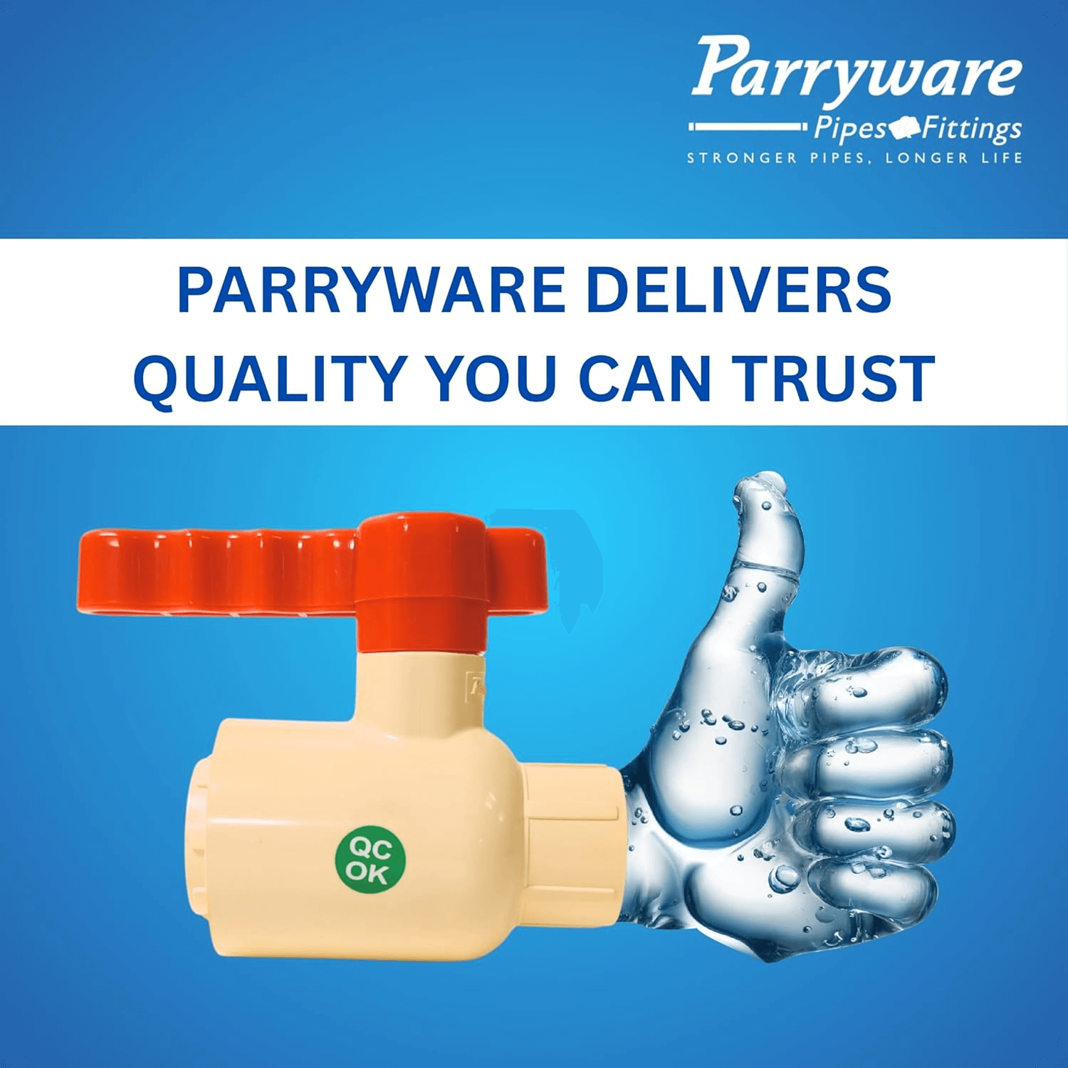 Parryware CPVC Ball Valve for pipe fitting (11/4 inch, 32mm) | Hardware fitting durable ball valve for home and commercial buildings | FCF016004