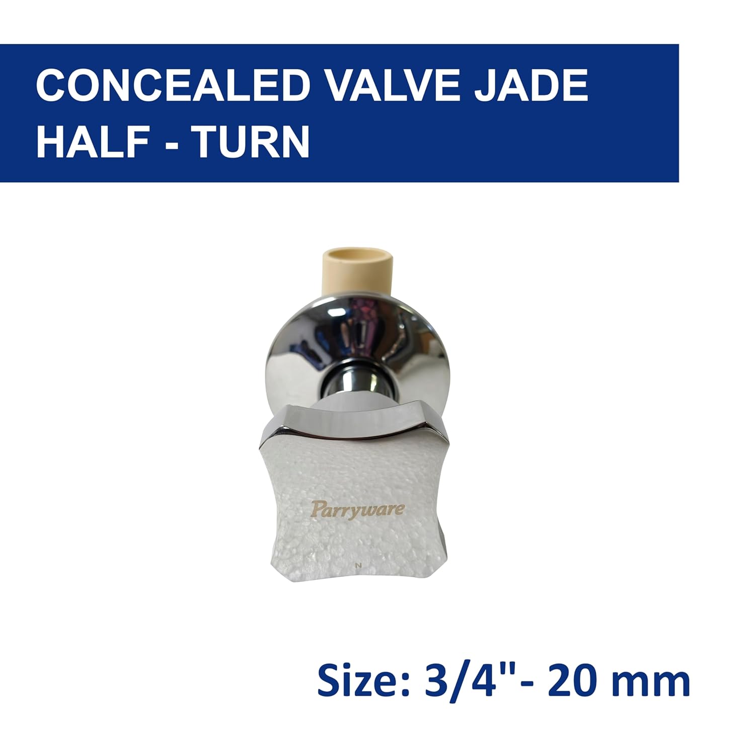 Parryware JADE UPVC Pure Brass Concealed Stop Cock with Wall Flange, 20 mm (3/4 inch) | Half Turn with ceramic spindle Concealed Stop Valve for bathroom pipe fittings | FUF096002