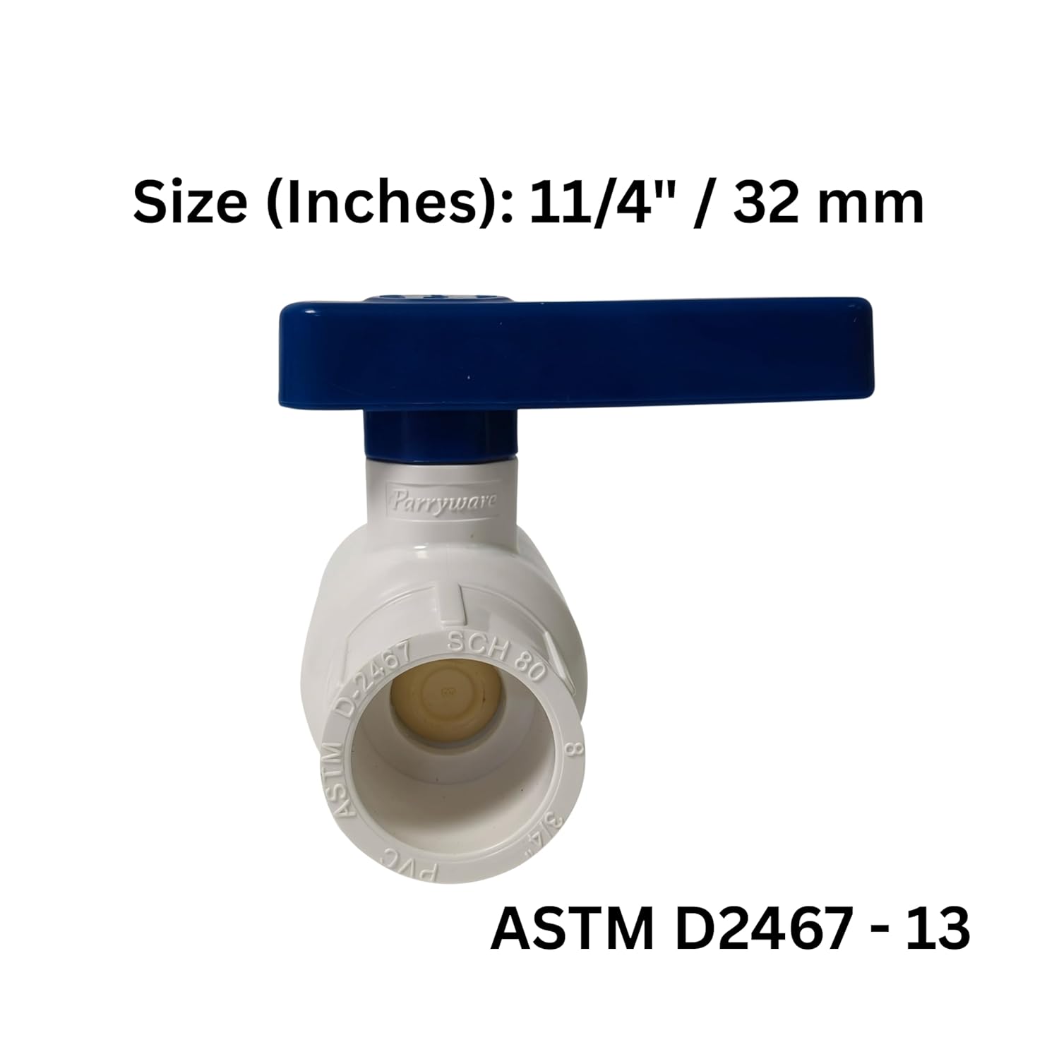 Parryware UPVC T-Handle Ball Valve 11/4" (32mm) pipe fittings, Weather-Resistant, Easy Installation, Compatible with All UPVC Pipes for Home, Commercial & Industrial (11/4 inches) | FUF016004