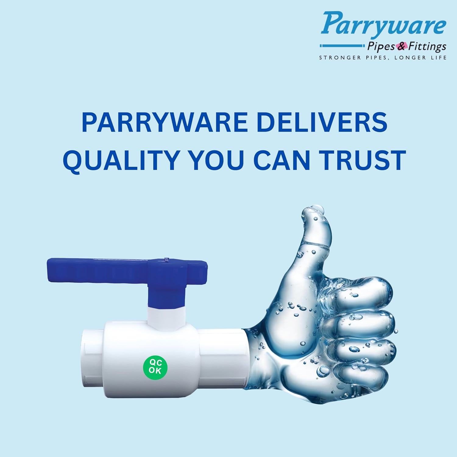 Parryware UPVC T-Handle Ball Valve 11/4" (32mm) pipe fittings, Weather-Resistant, Easy Installation, Compatible with All UPVC Pipes for Home, Commercial & Industrial (11/4 inches) | FUF016004