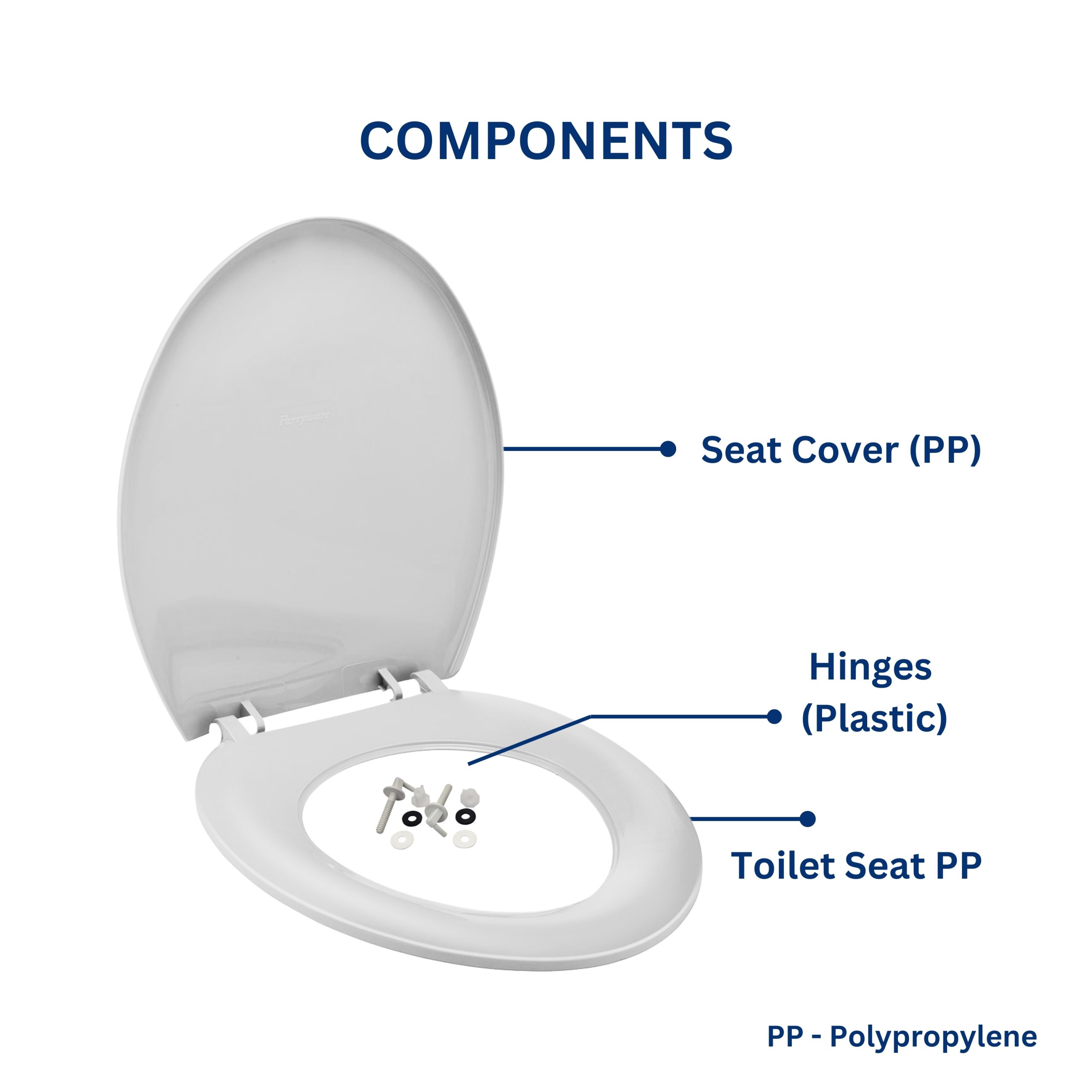 Parryware Petite Plus Toilet Seat Cover for commode | E83091C | Polypropylene (PP)White Seat Cover | for Bathroom Fixtures