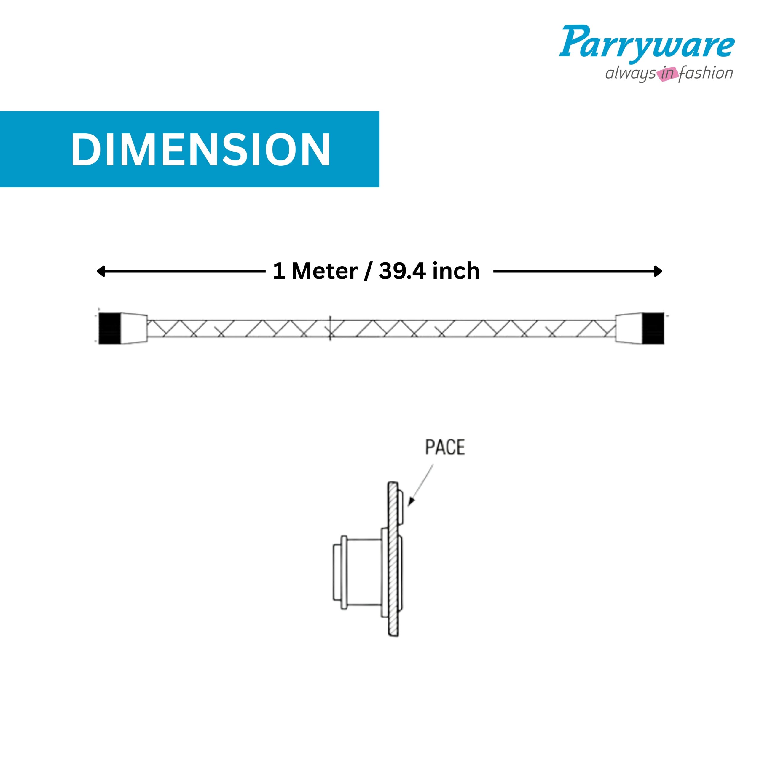 Parryware 1.5 Meter PVC Connection Pipe | White | Pipe For Wash Basins and Sinks, Health Faucets & Flush Tanks | Corrosion-Resistant, Durable, Versatile Plumbing Connection Solution | T61989399