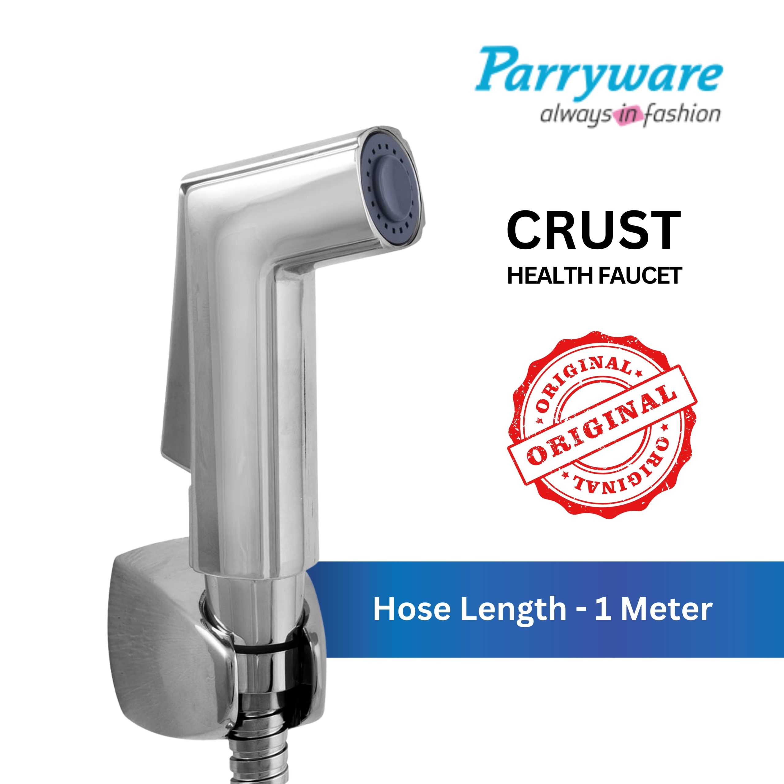 Parryware Crust ABS Chrome Finish Health Faucet with Hose & Hook | Wall Mounted Bidet Spray for Toilets | E8342A1