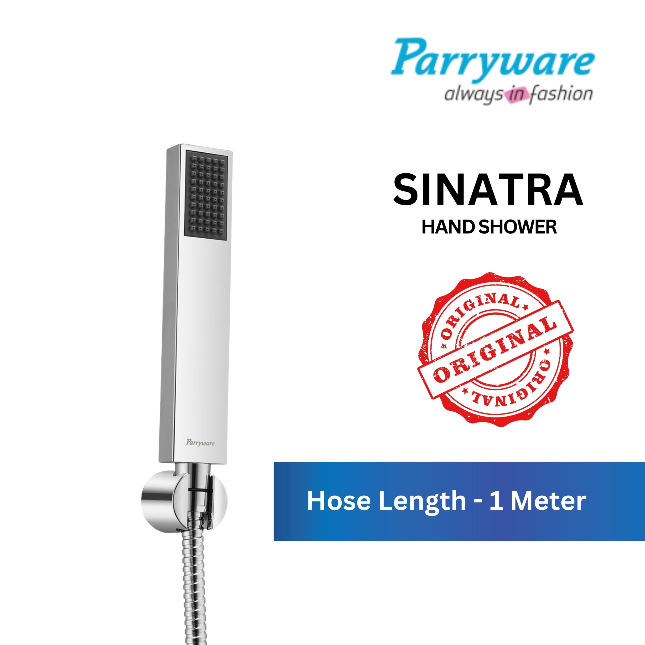 Parryware Sinatra T9946A1 Brass Hand Shower with Hose and Clutch (Silver)