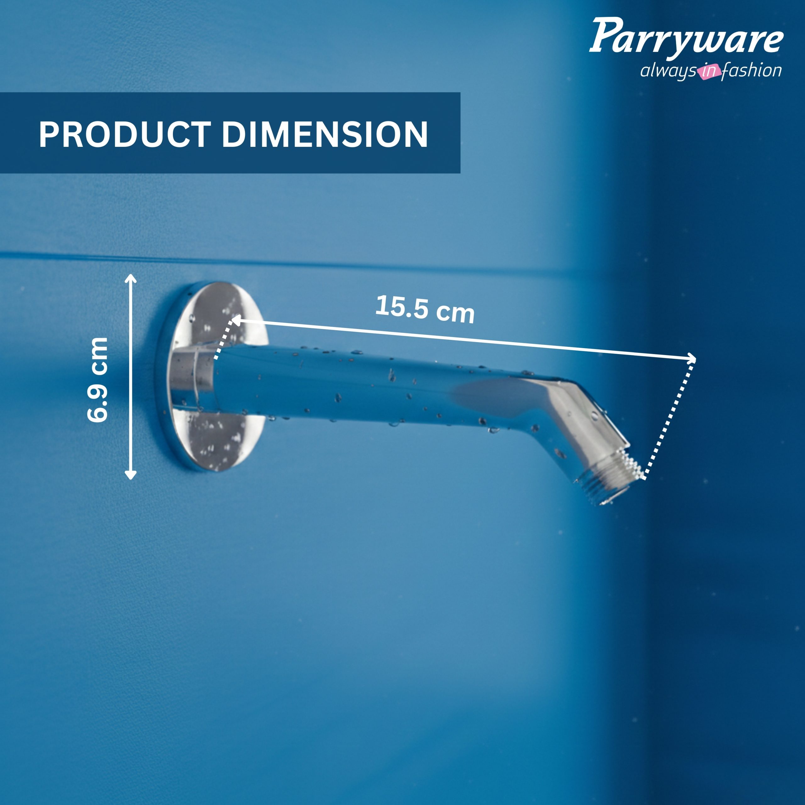 Parryware T9955A1 Square shower arm 9" | Corrosion resistant | Suitable for all model | 10 Year Warranty