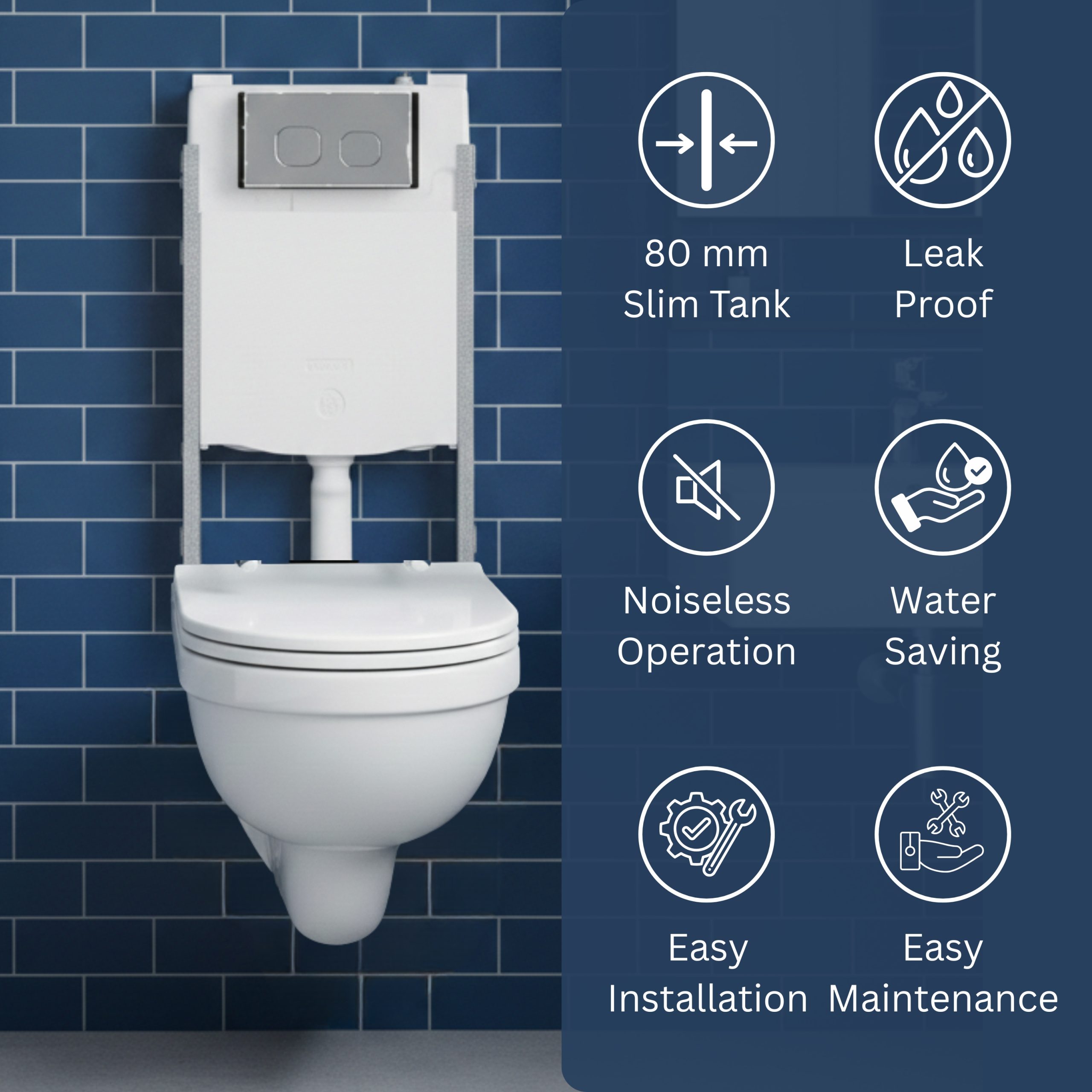 Parryware Linea Plus Concealed Cistern With Half Frame Without Push Platefor Wall Hung Toilets | Dual Flush Mechaism Inwall Tanks | E812599