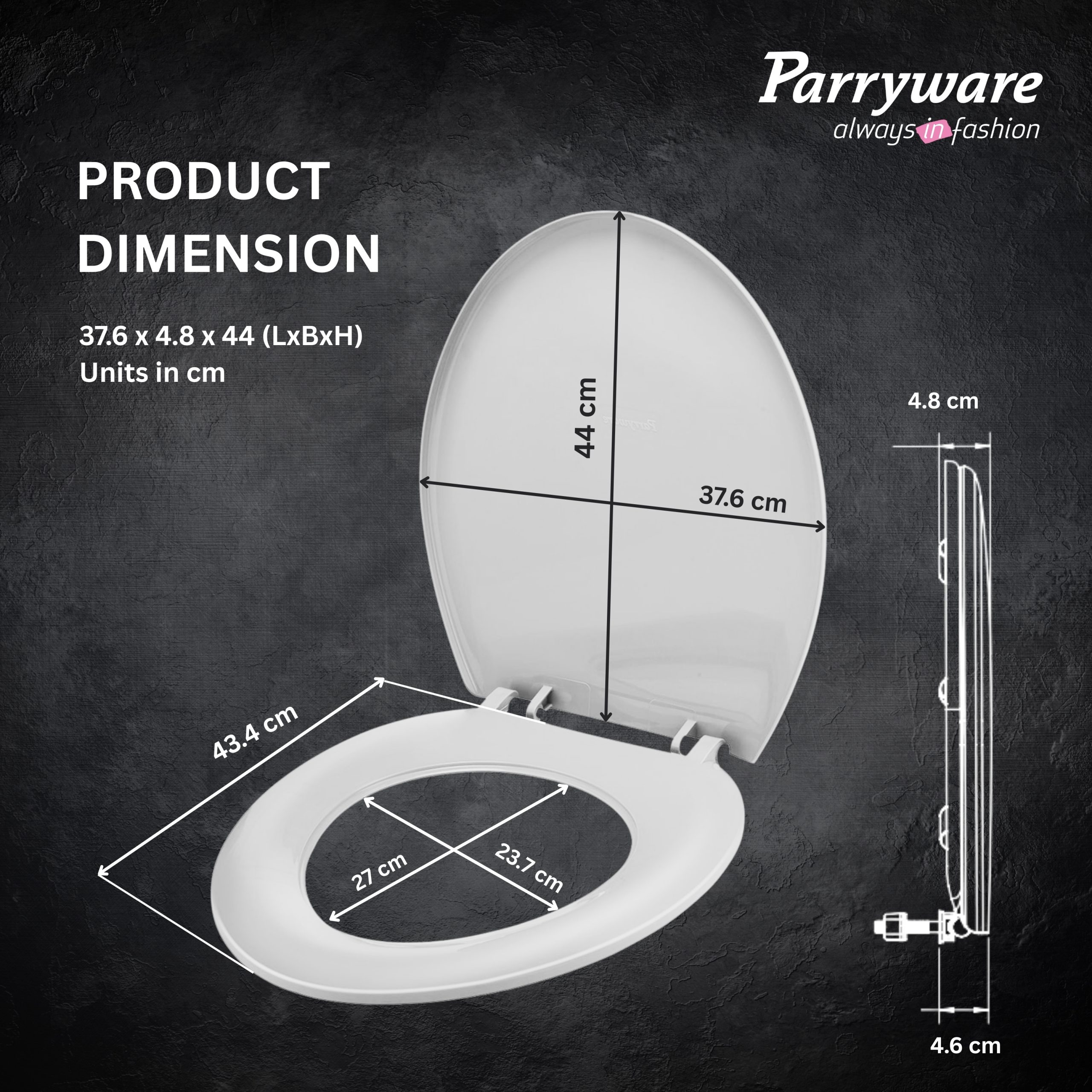 Parryware Petite Plus Toilet Seat Cover for commode | E83091C | Polypropylene (PP)White Seat Cover | for Bathroom Fixtures