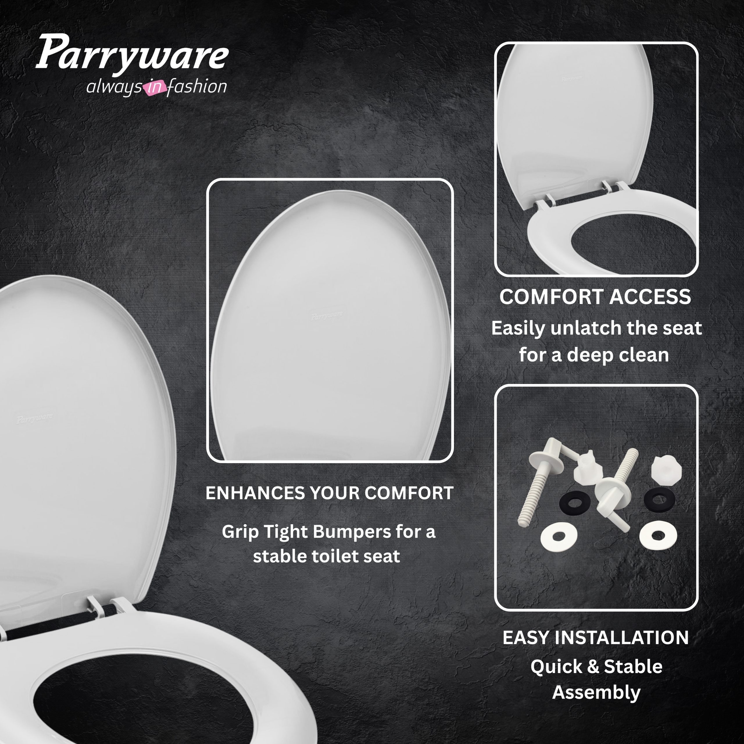 Parryware Petite Plus Toilet Seat Cover for commode | E83091C | Polypropylene (PP)White Seat Cover | for Bathroom Fixtures