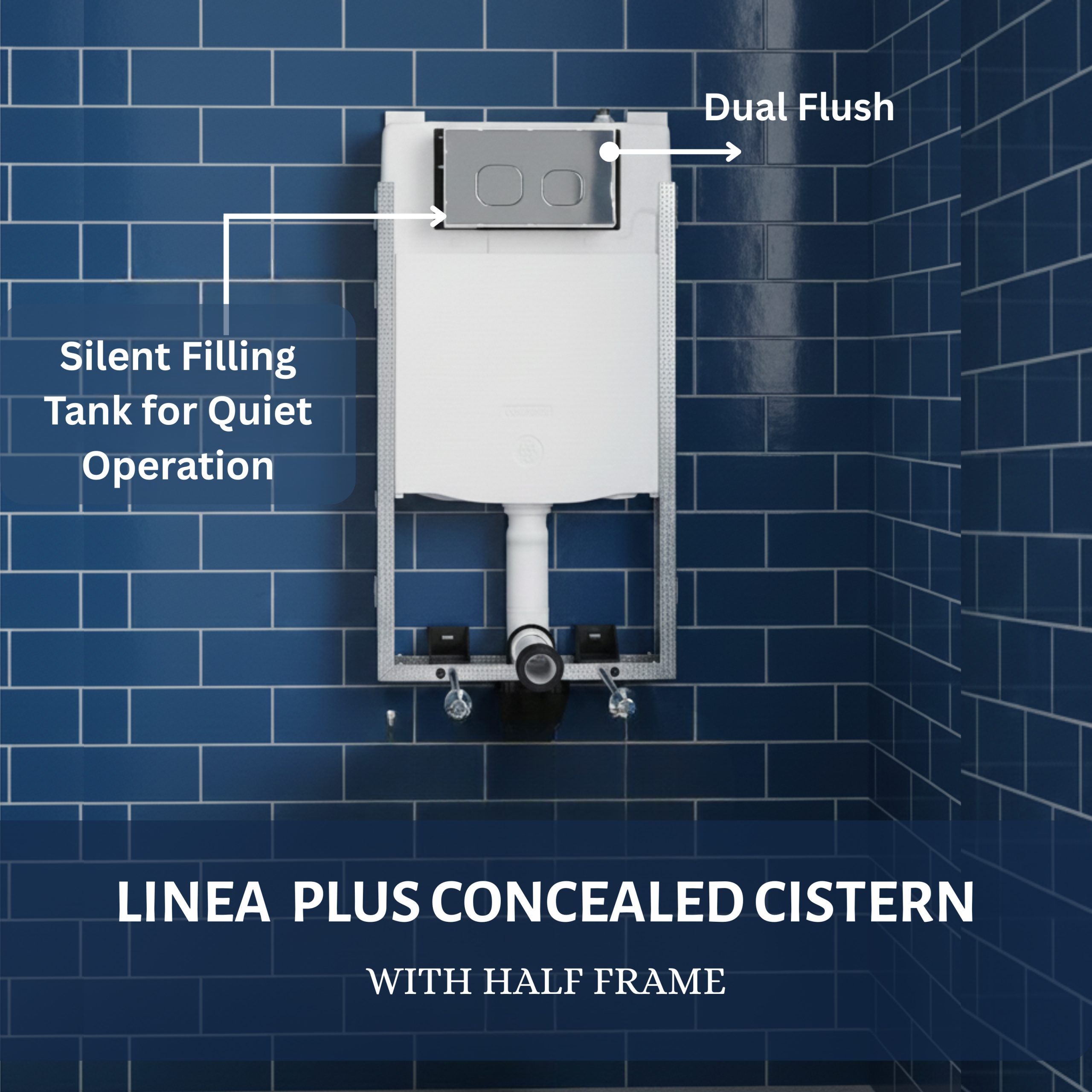 Parryware Linea Plus Concealed Cistern With Half Frame Without Push Platefor Wall Hung Toilets | Dual Flush Mechaism Inwall Tanks | E812599