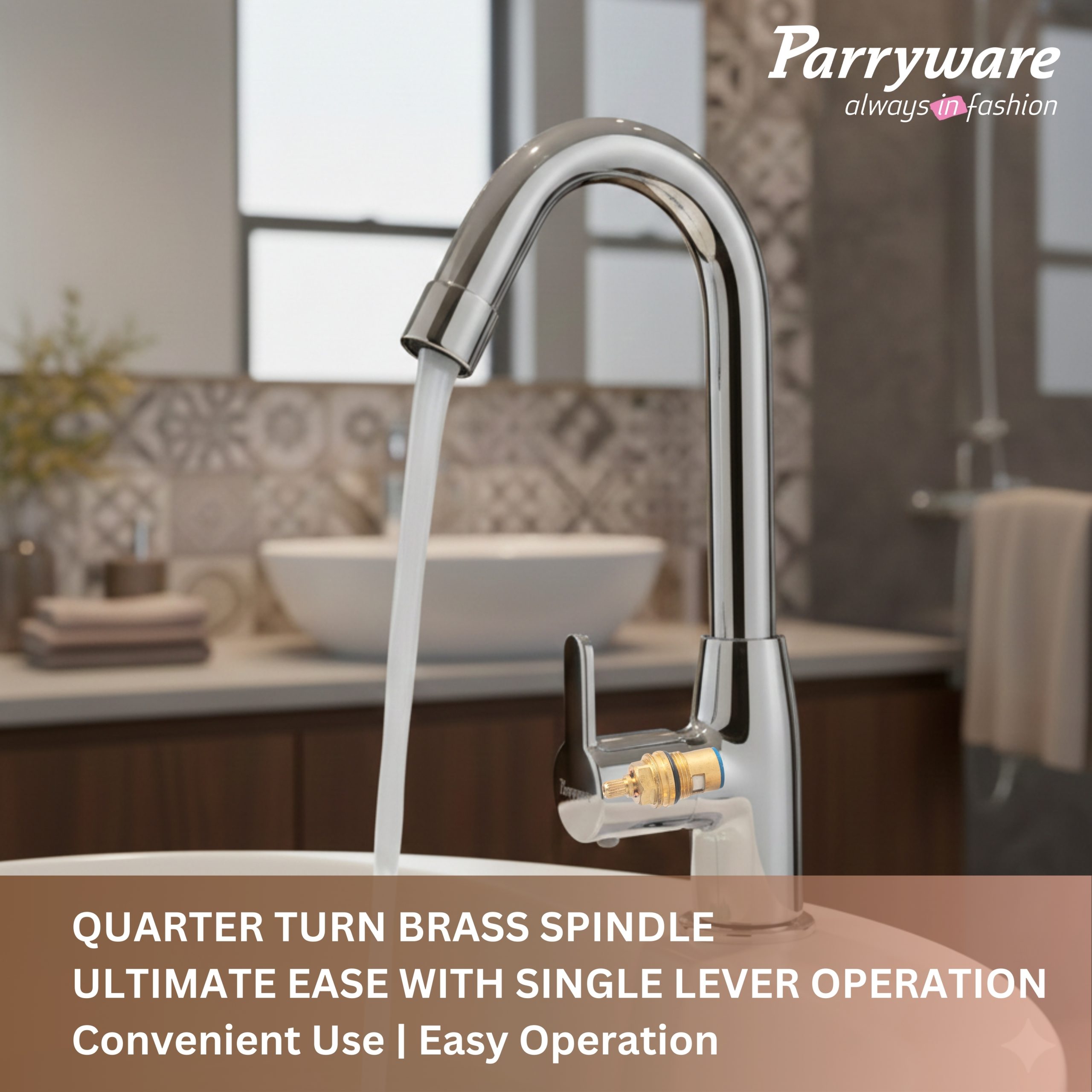 Parryware T4668A1 Claret Swan Neck Pillar Cock for Bathroom Fixtures/Fittings (Silver)