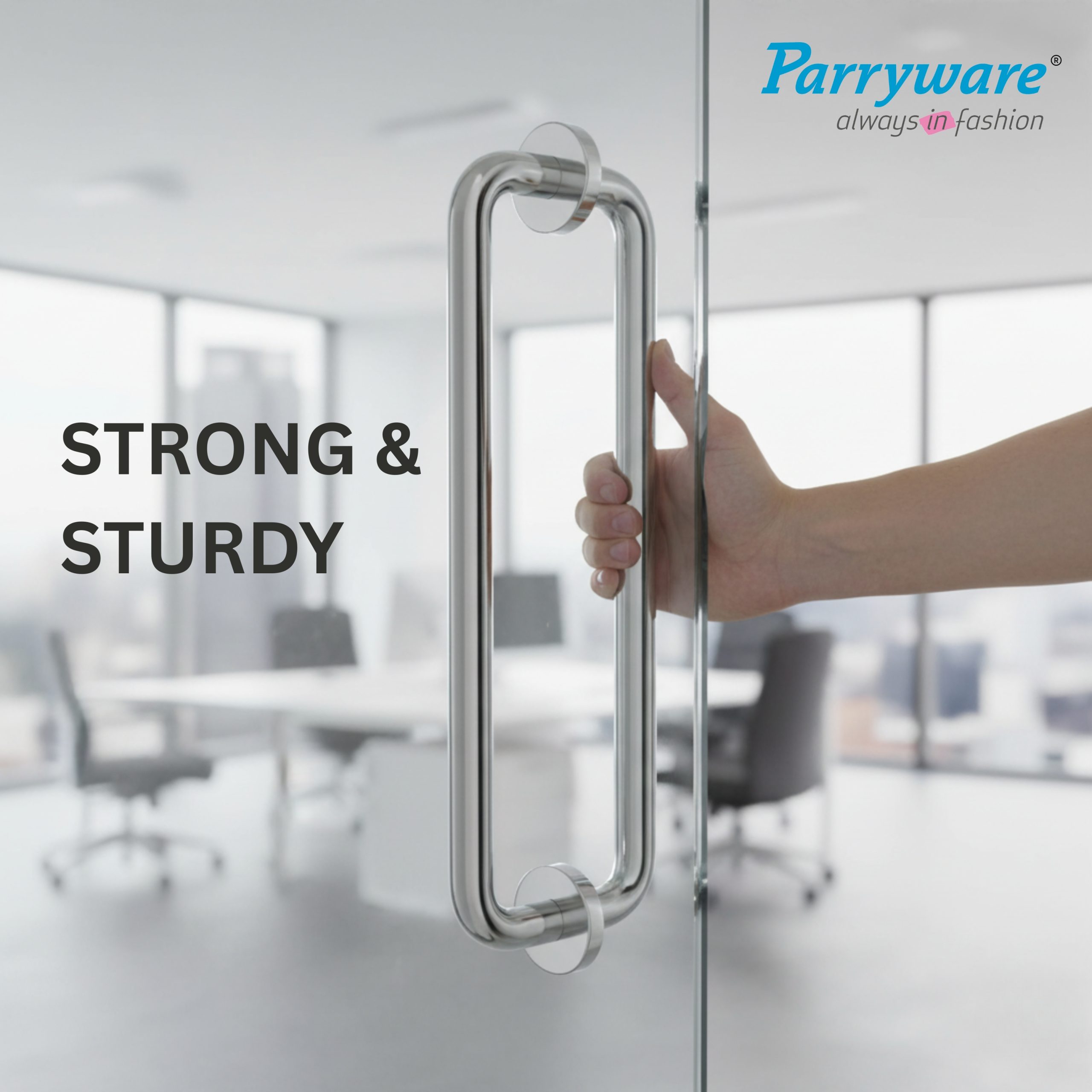 Parryware Hotelier Handgrip 450mm | Modern Bathroom Towel Bar, Chrome-Plated Safety Grab Bar for Elders, Wall Installed | T6604A1