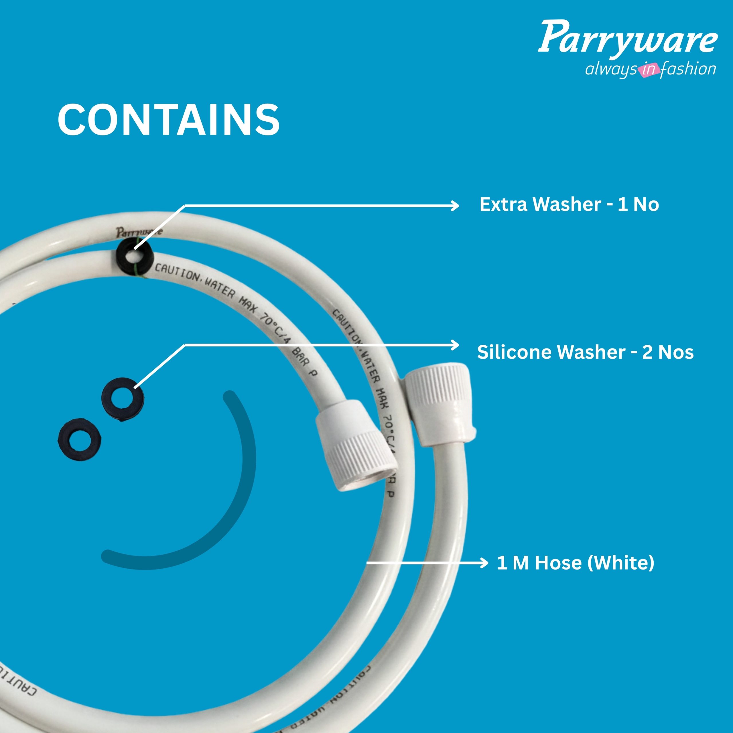 Parryware 1.5 Meter PVC Connection Pipe | White | Pipe For Wash Basins and Sinks, Health Faucets & Flush Tanks | Corrosion-Resistant, Durable, Versatile Plumbing Connection Solution | T61989399