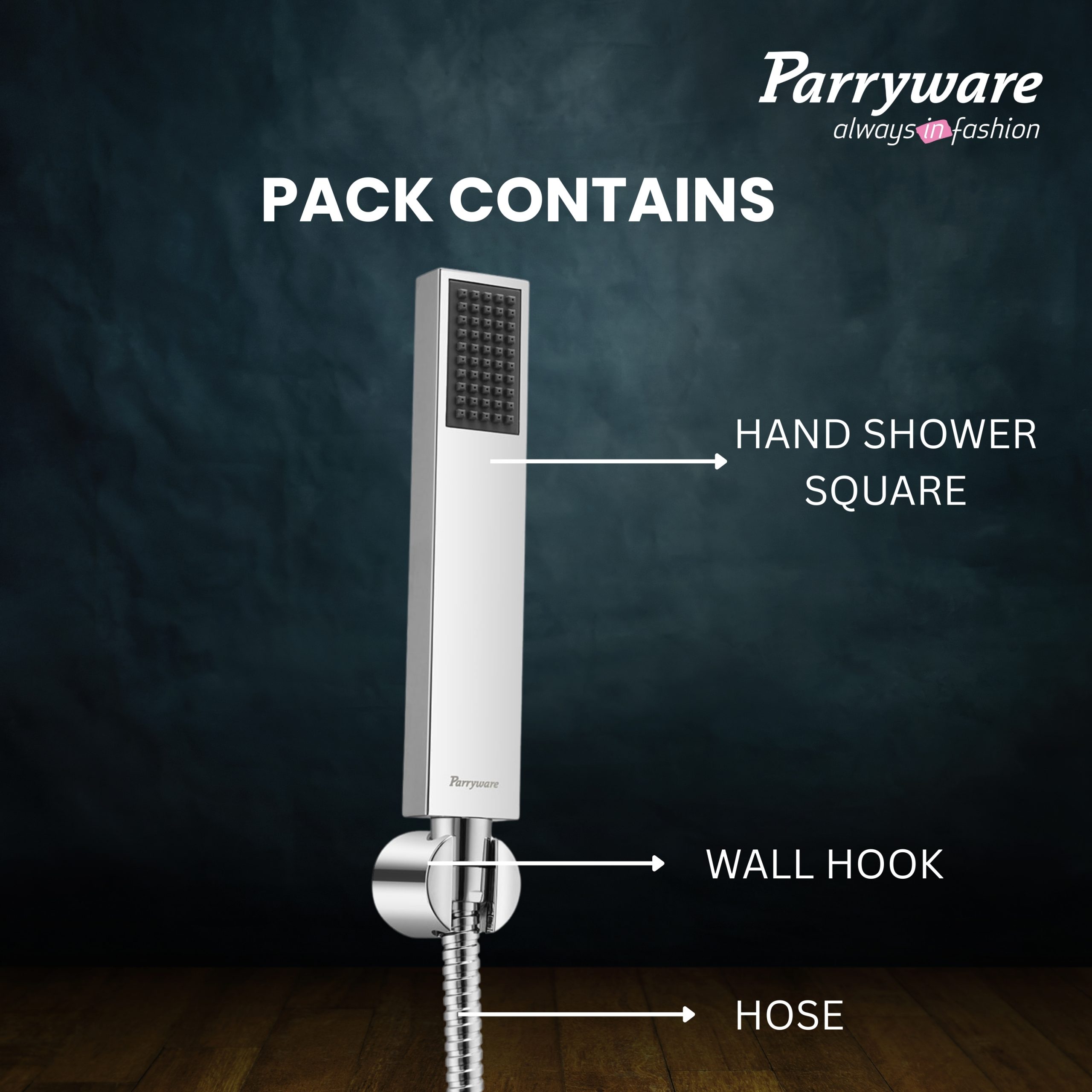 Parryware Sinatra T9946A1 Brass Hand Shower with Hose and Clutch (Silver)
