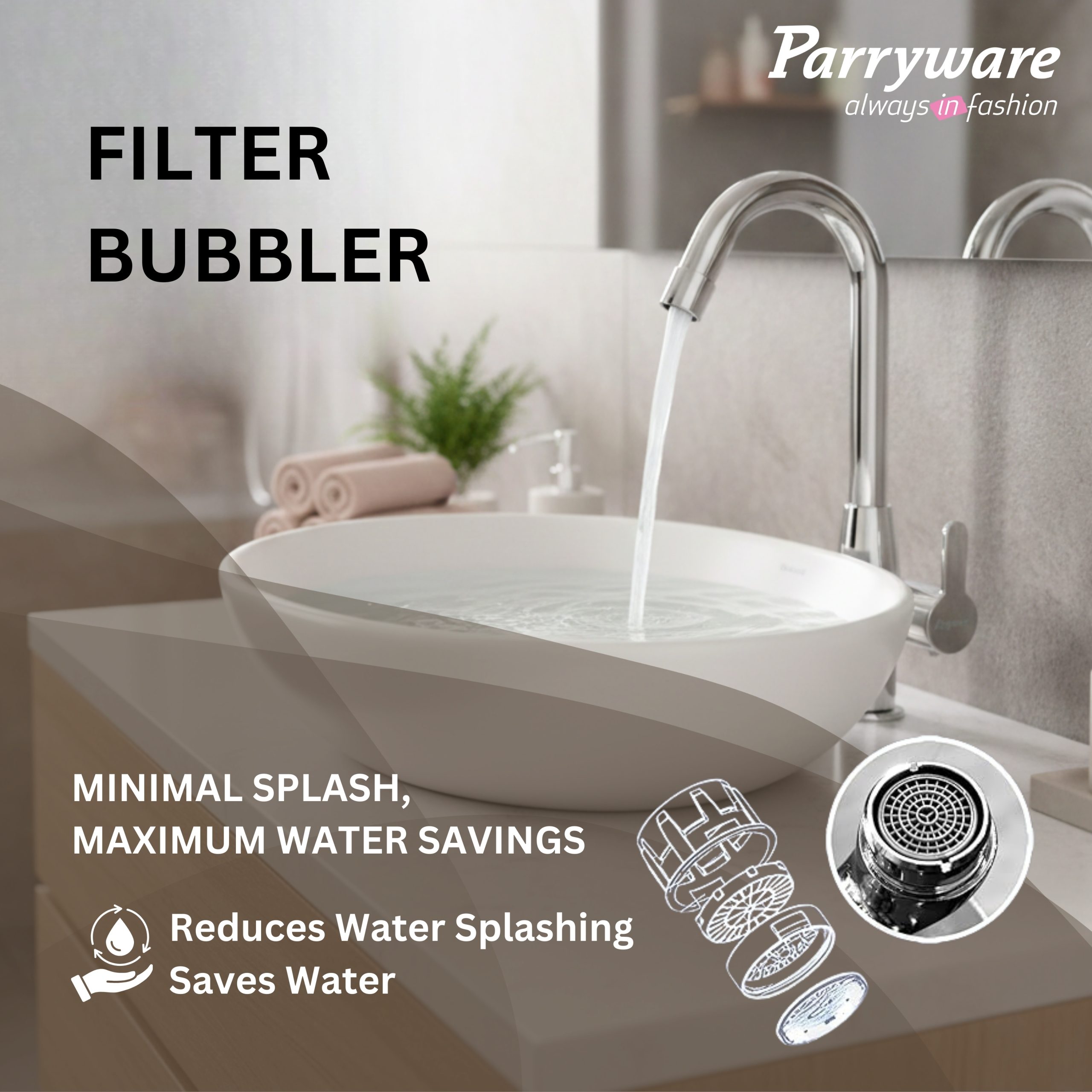 Parryware T4668A1 Claret Swan Neck Pillar Cock for Bathroom Fixtures/Fittings (Silver)