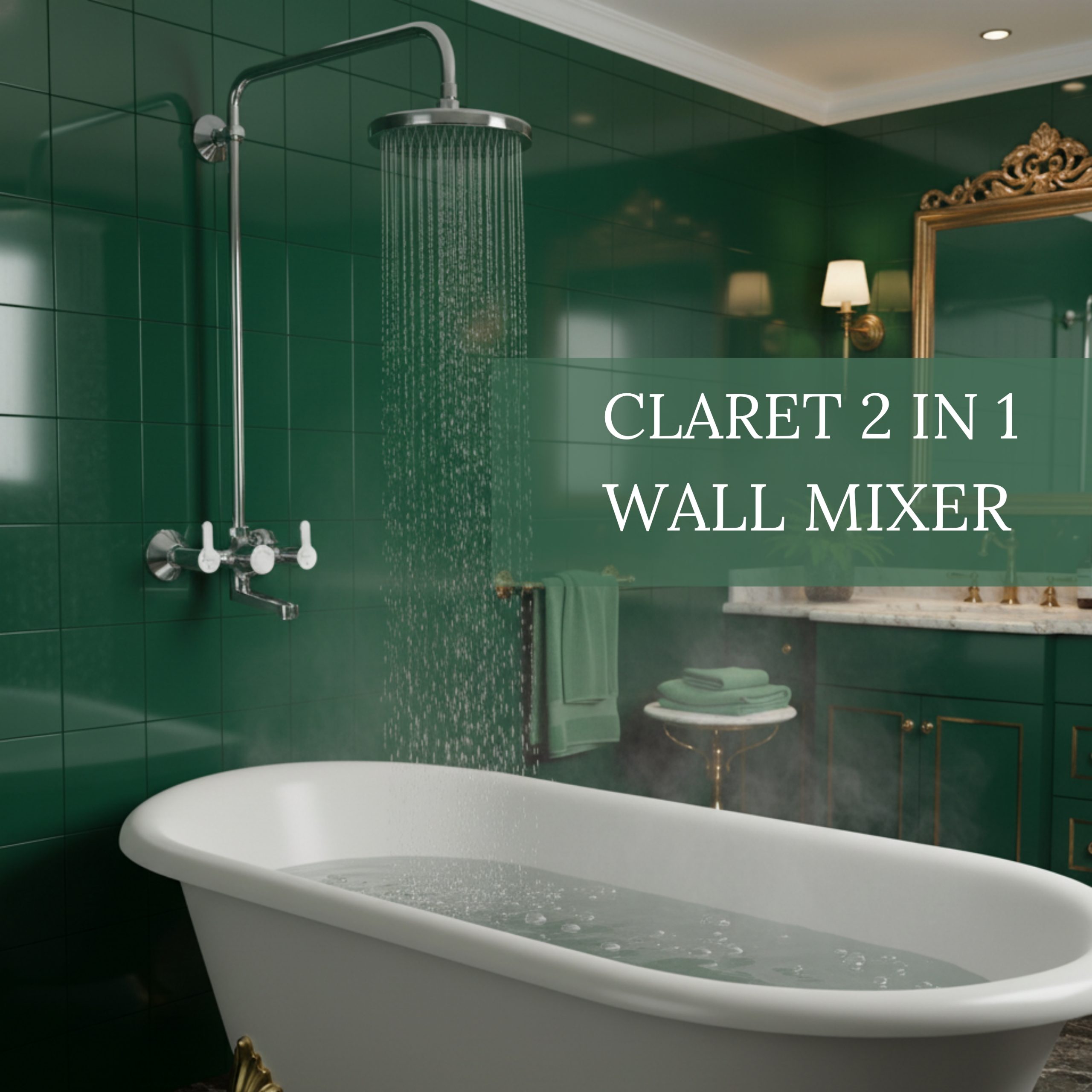 Parryware Claret Wall Mixer 2 in 1 for Bathroom with Wall Flange | Chrome Finish/Bathroom Fixtures/Fittings | Brass Spindle Mixer Tap for Bathroom with Water Saving Nozzle Tap | T4616A1