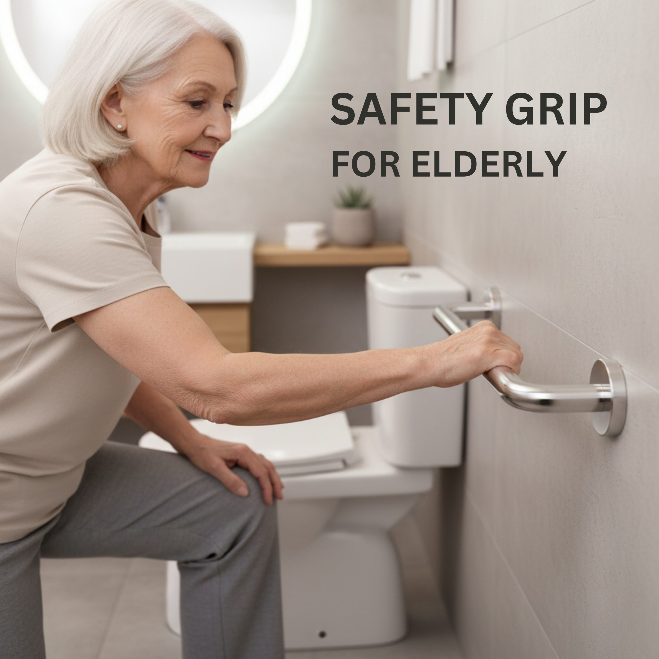 Parryware Hotelier Handgrip 450mm | Modern Bathroom Towel Bar, Chrome-Plated Safety Grab Bar for Elders, Wall Installed | T6604A1