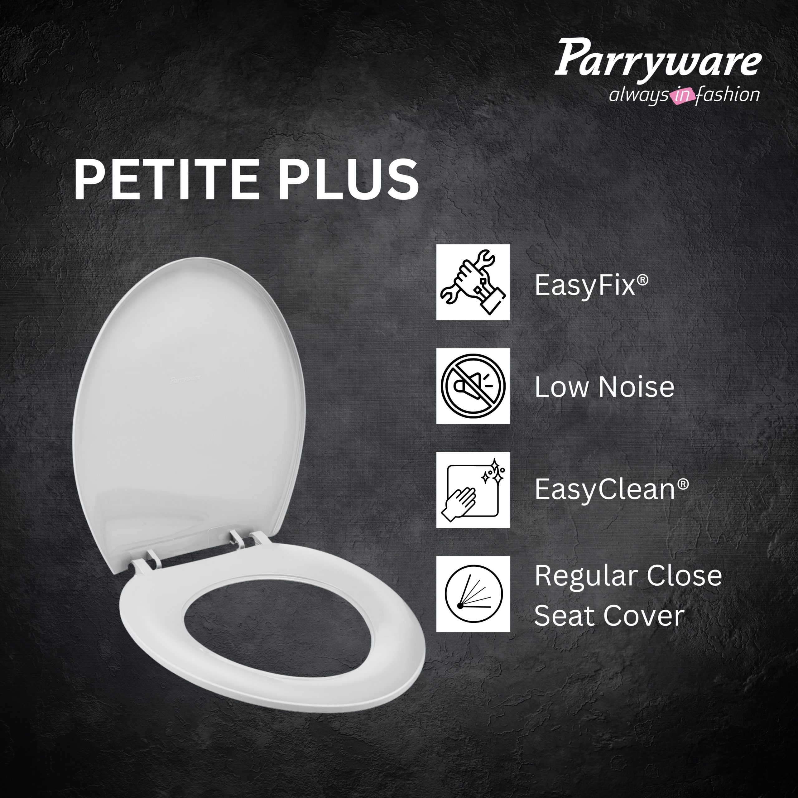 Parryware Petite Plus Toilet Seat Cover for commode | E83091C | Polypropylene (PP)White Seat Cover | for Bathroom Fixtures