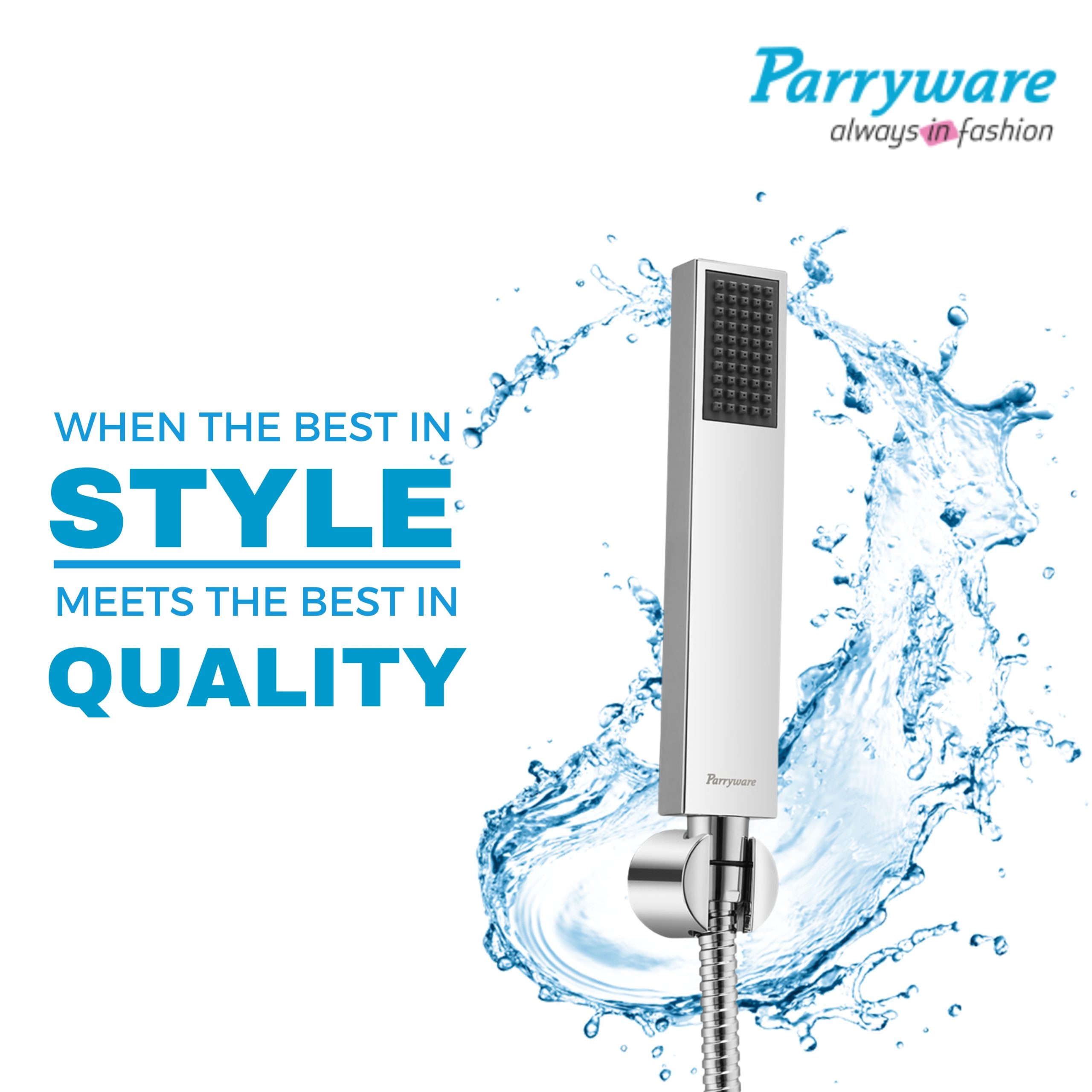 Parryware Sinatra T9946A1 Brass Hand Shower with Hose and Clutch (Silver)