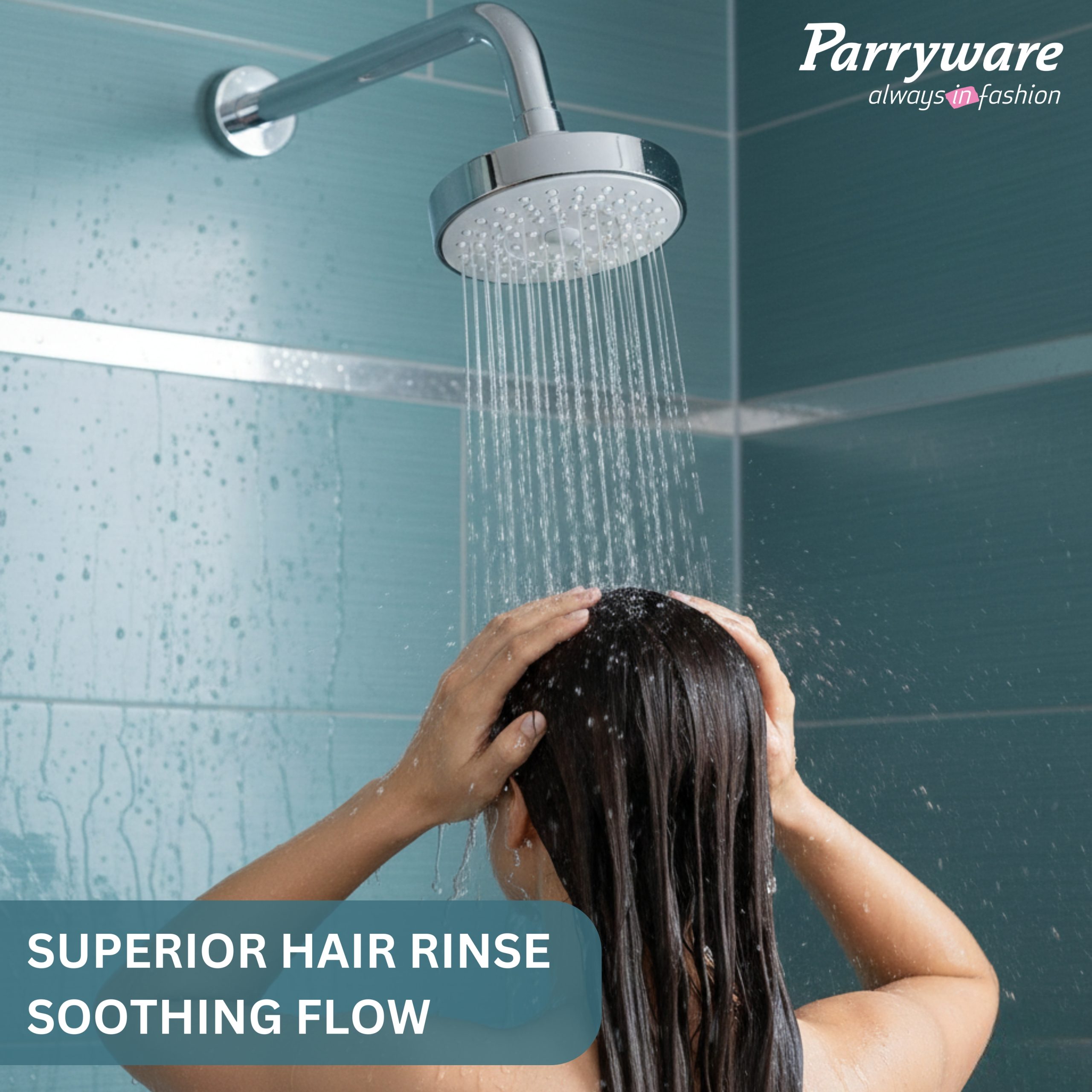 Parryware 100mm Overhead shower with shower arm for bathroom | Single Flow Rain shower ABS SS 202 Arm 8'' With Flange | For bathroom fixture | Wall mounted overhead shower with Chrome Finish | T9808A1