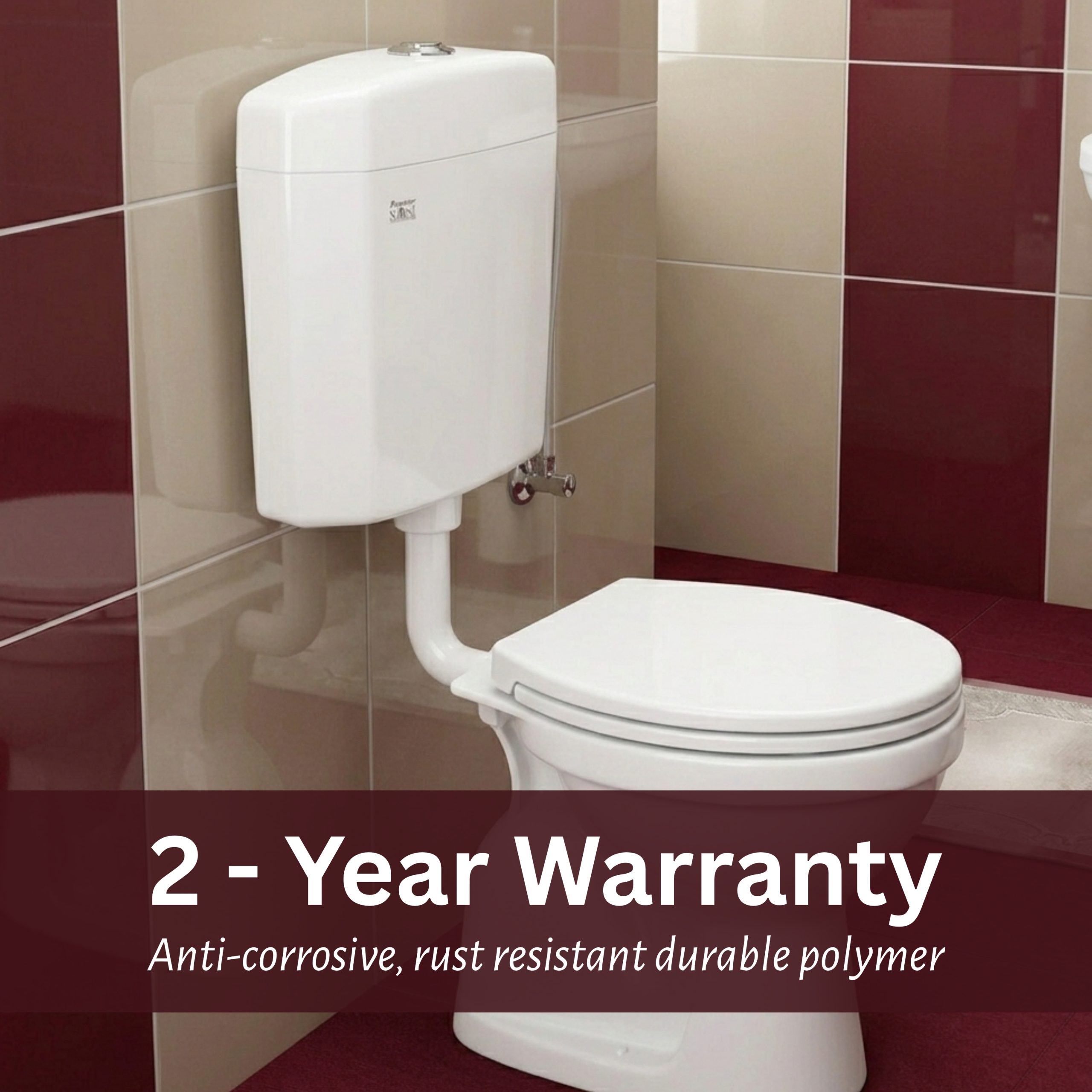 PARRYWARE HEXA SLIMLINE PRO Dual Flush Tank | Polymer cistern for toilet | PVC Dual Flush System Exposed CISTERN (White) 6-3L | 2 Year Warranty | for Western (EWC) or Indian Commodes | E83191C