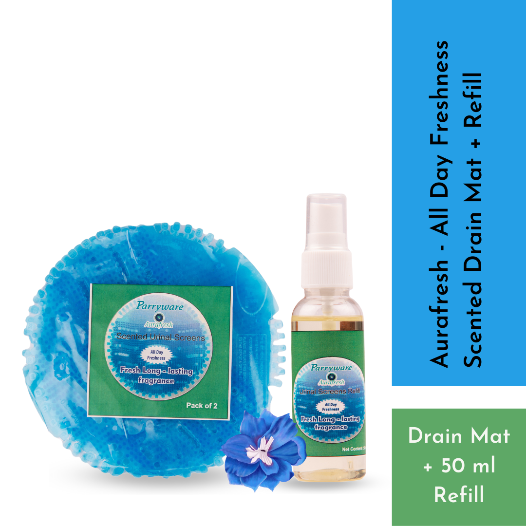 Parryware Aurafresh Scented Drain Mat All Day Freshness Fragrance (Pack of 2 x 5 Nos) + 50 ml Refill Fragrance | Long-lasting fragrance - Image 3
