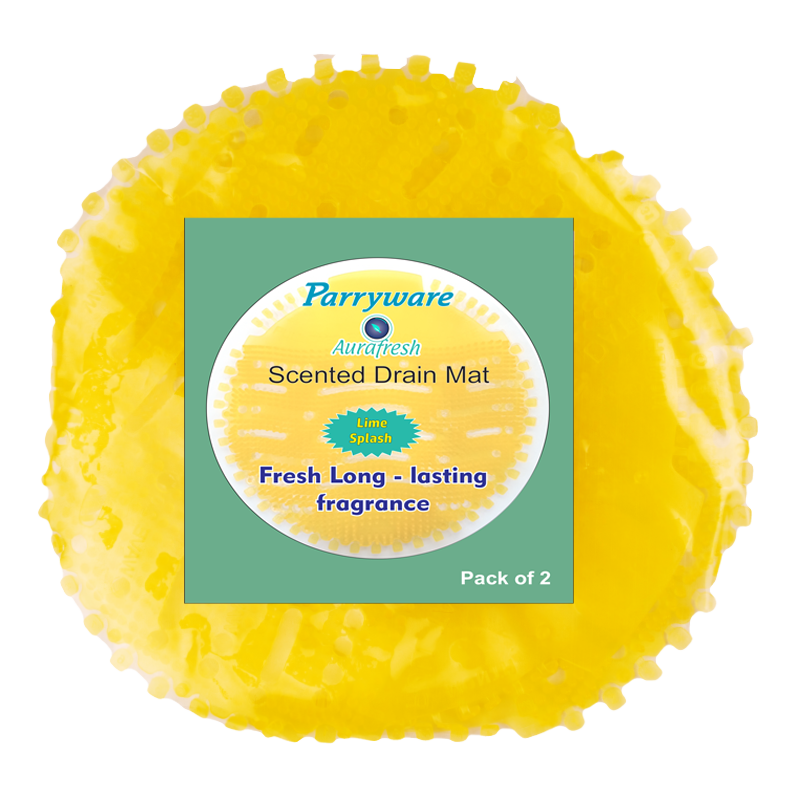Parryware Aurafresh Scented Drain Mat - Super Lime Fragrance (Pack of 2 x 5 Nos) + 50 ml Refill Fragrance | Long-lasting fragrance