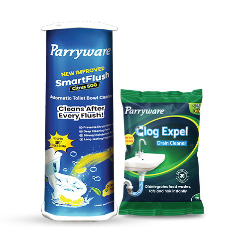 Parryware SmartFlush Citrus 500 Automatic Toilet Bowl Cleaner + 50g Clog Expel Drain Cleaner FREE